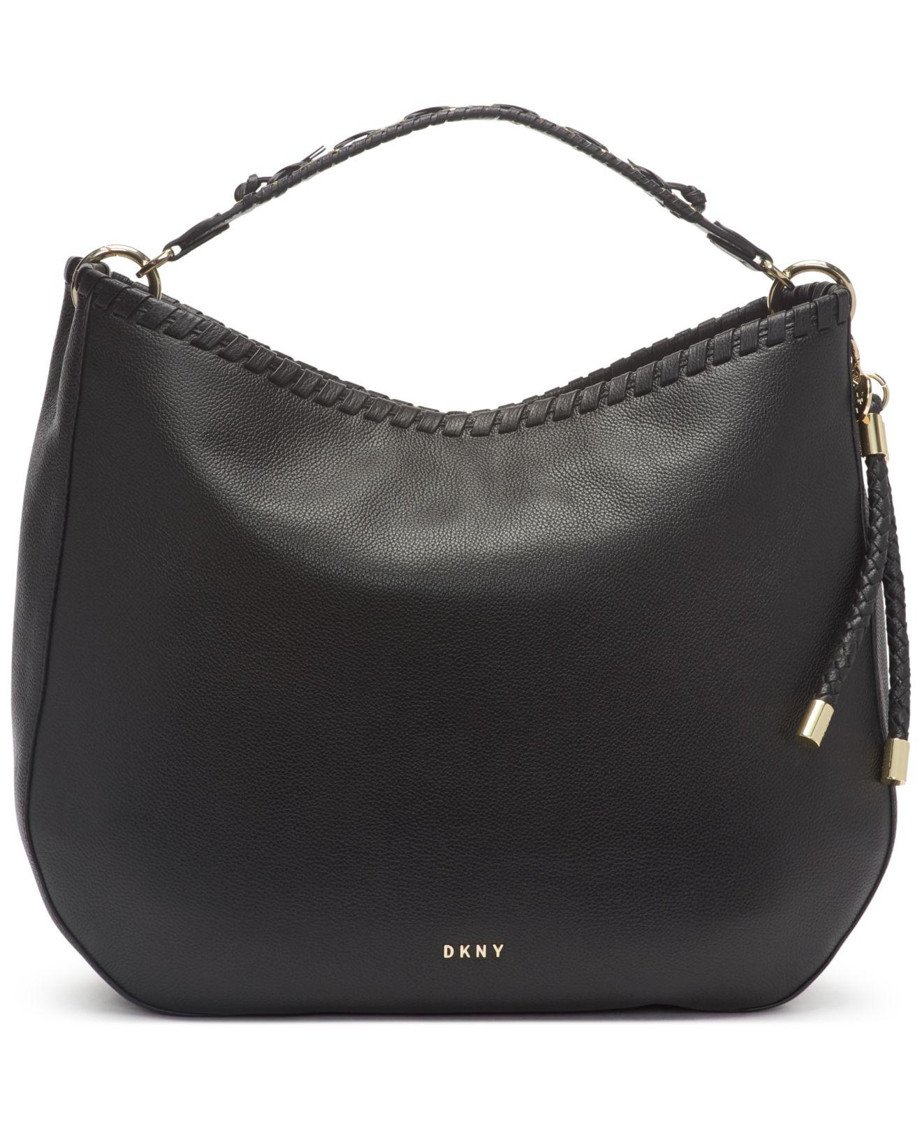 DKNY Leather Winnie Hobo in Black/Gold (Black) Lyst