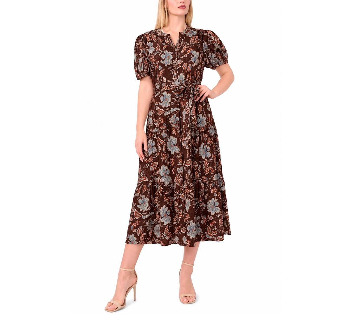 msk dresses Bell-Sleeve Shift Dress With Gold-Tone Chain Belt Plus 3X $84 goddess gorgeous in this eye MSK Women's Printed Midi Dress