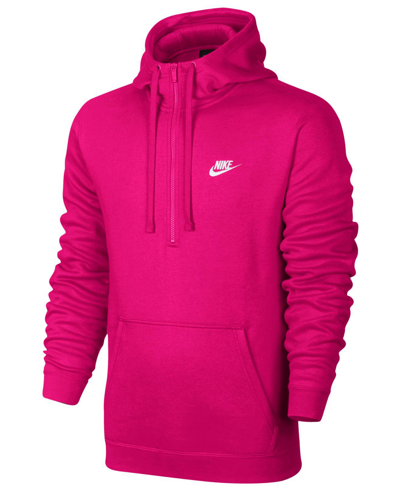 Nike Fleece Half-zip Hoodie in Pink for Men - Lyst