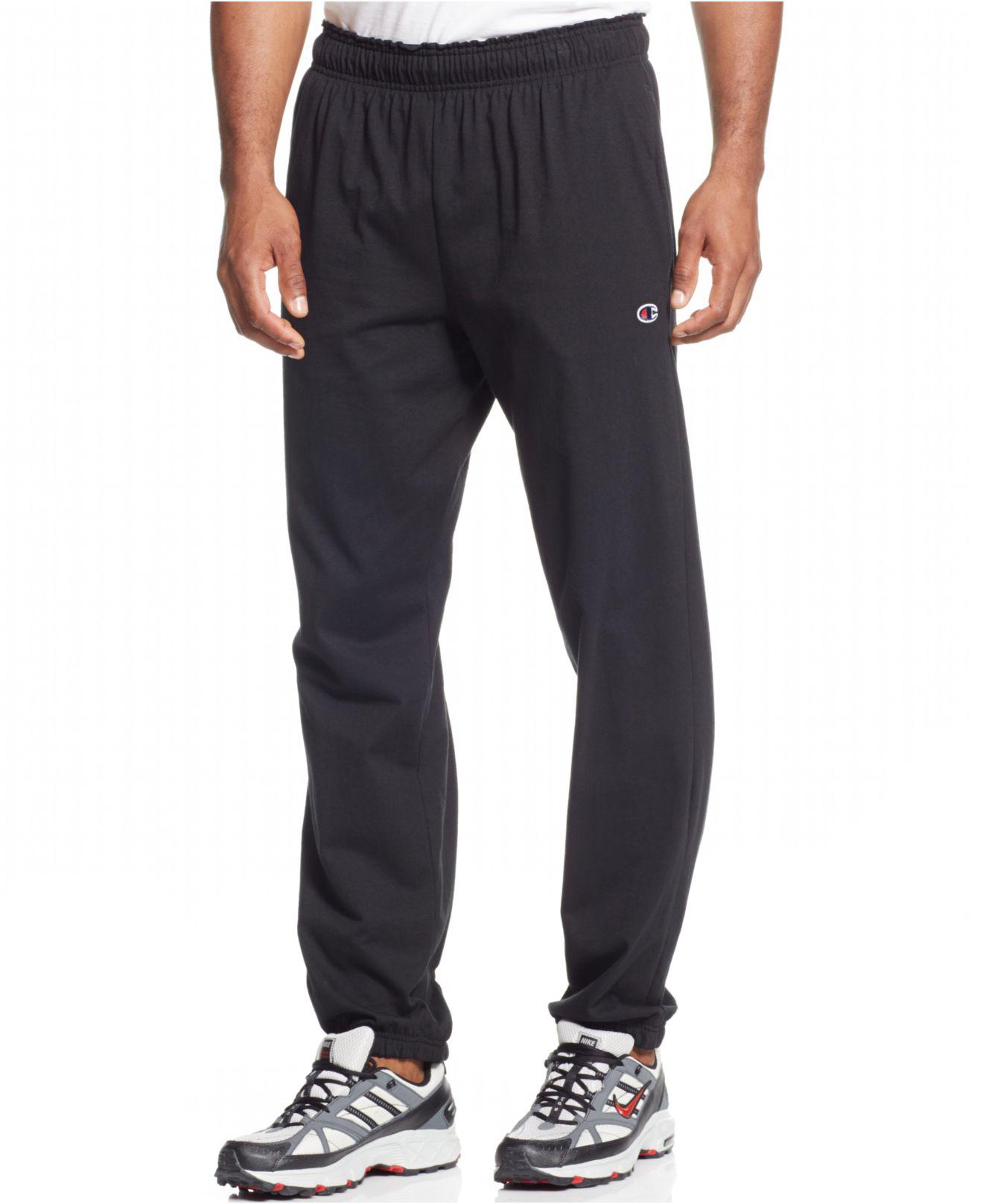 Champion Jersey Pants With Banded Bottom in Black for Men - Lyst