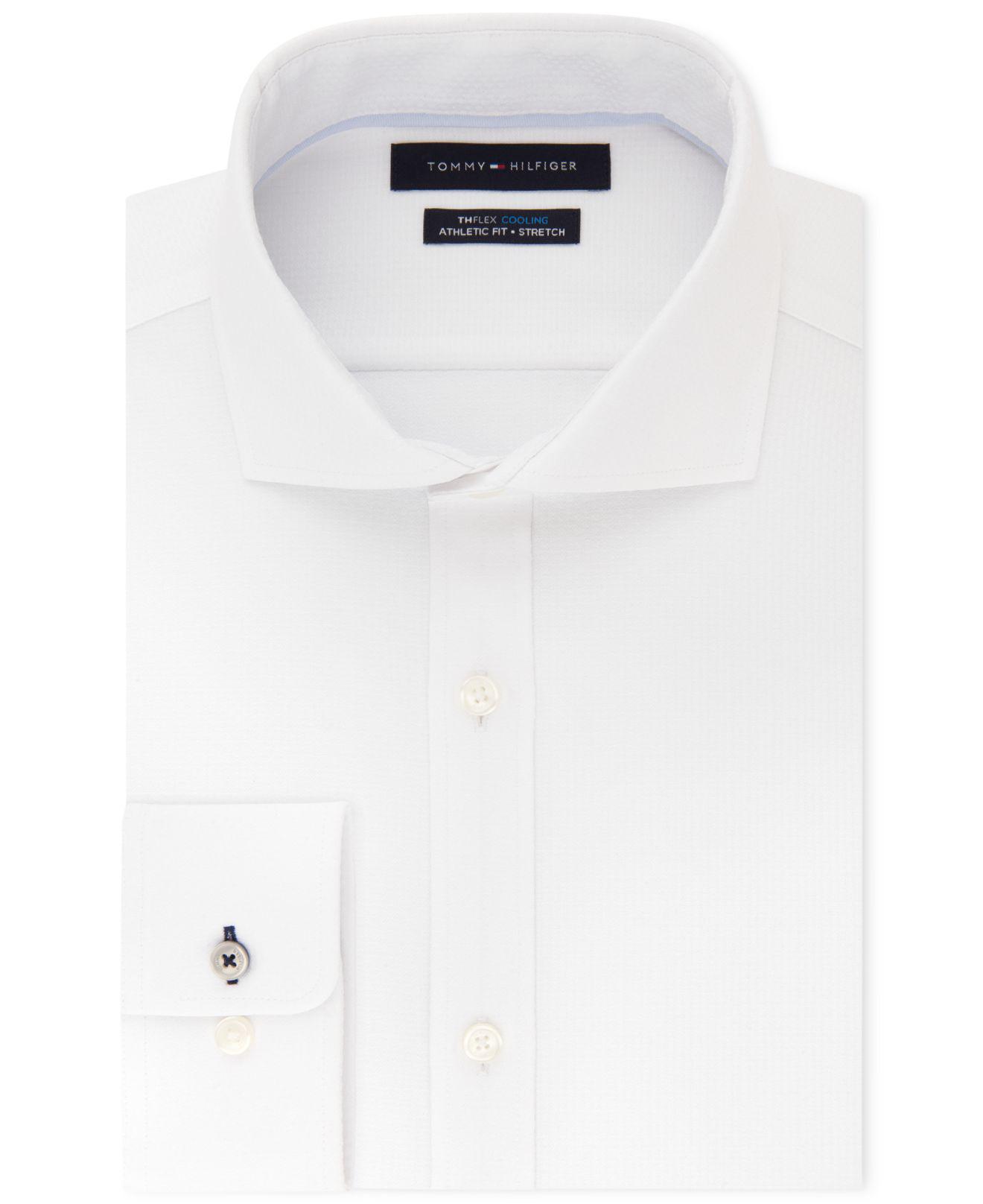 Tommy Hilfiger Fitted Th Flex Cooling Stretch Performance White Spread  Collar Dress Shirt for Men | Lyst