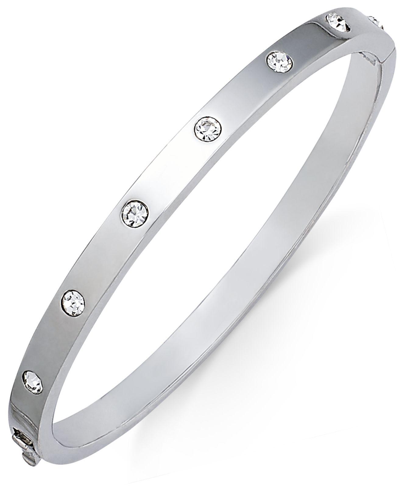 Kate Spade Bezel-set Polished Bangle Bracelet in Silver (Metallic 