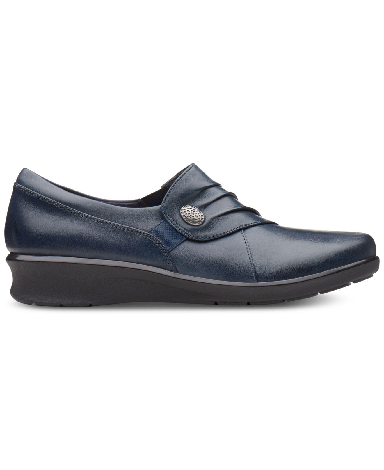 Ladies Clarks Hope Roxanne Navy Soft Leather Casual Slip On Walking Shoes