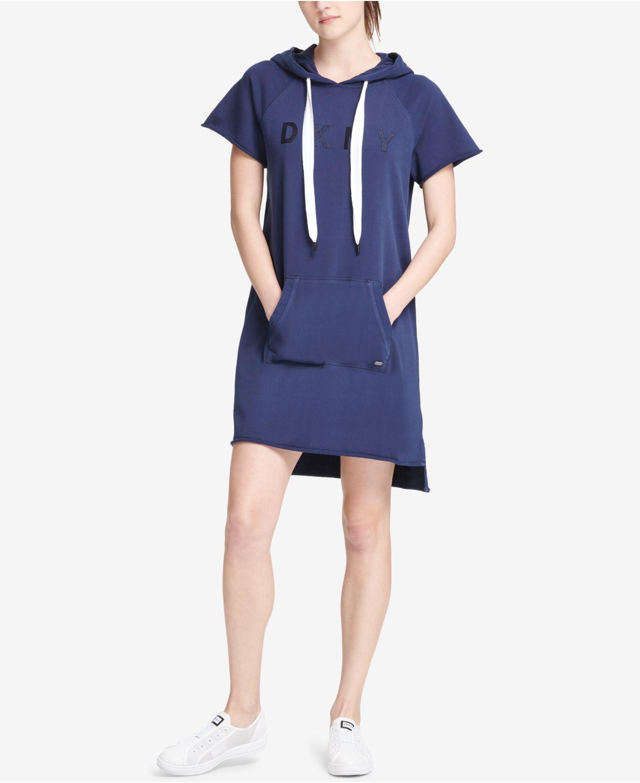 dkny sport logo hoodie dress