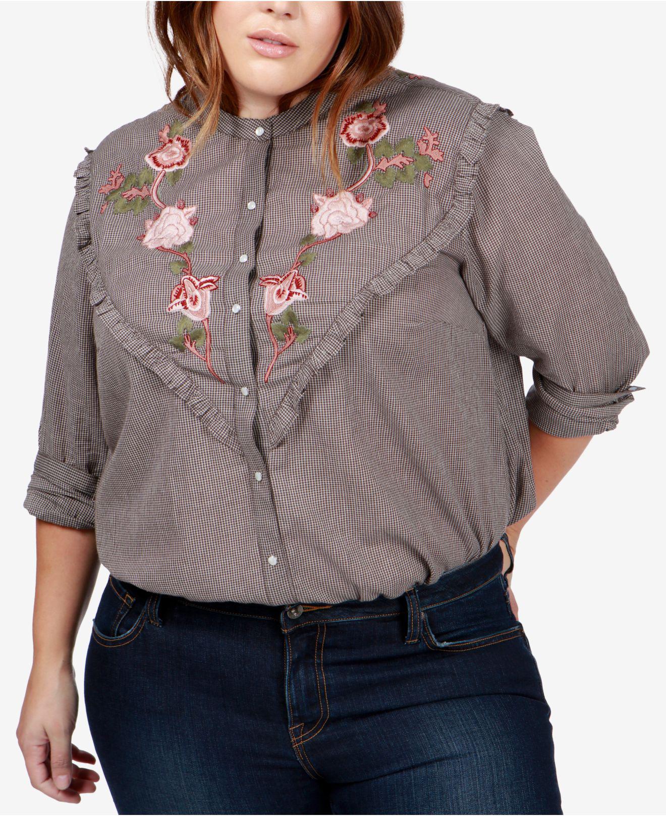 macys lucky brand plus size tops