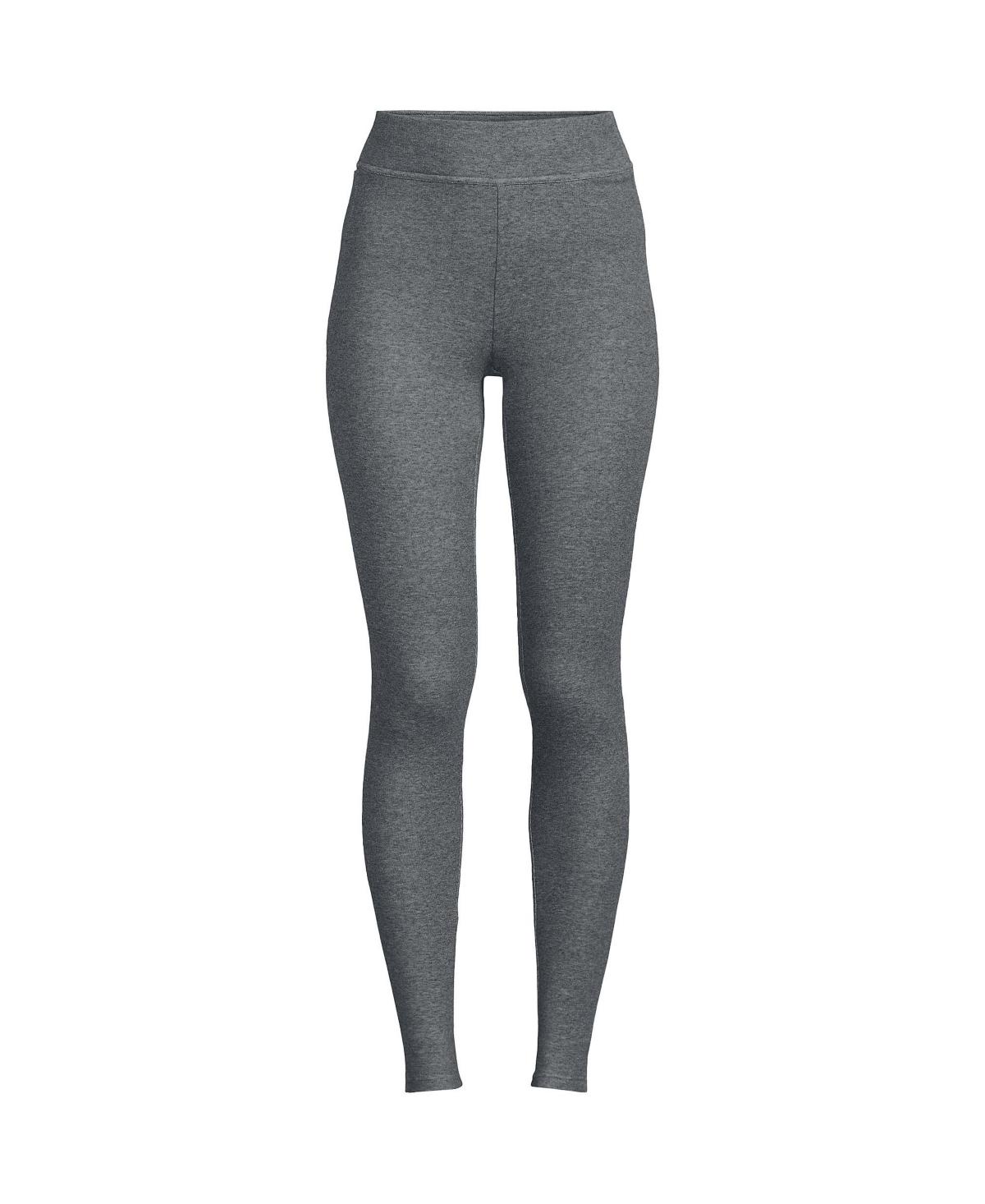 Lands' End Petite High Rise Serious Sweats Fleece Lined Pocket leggings in  Gray