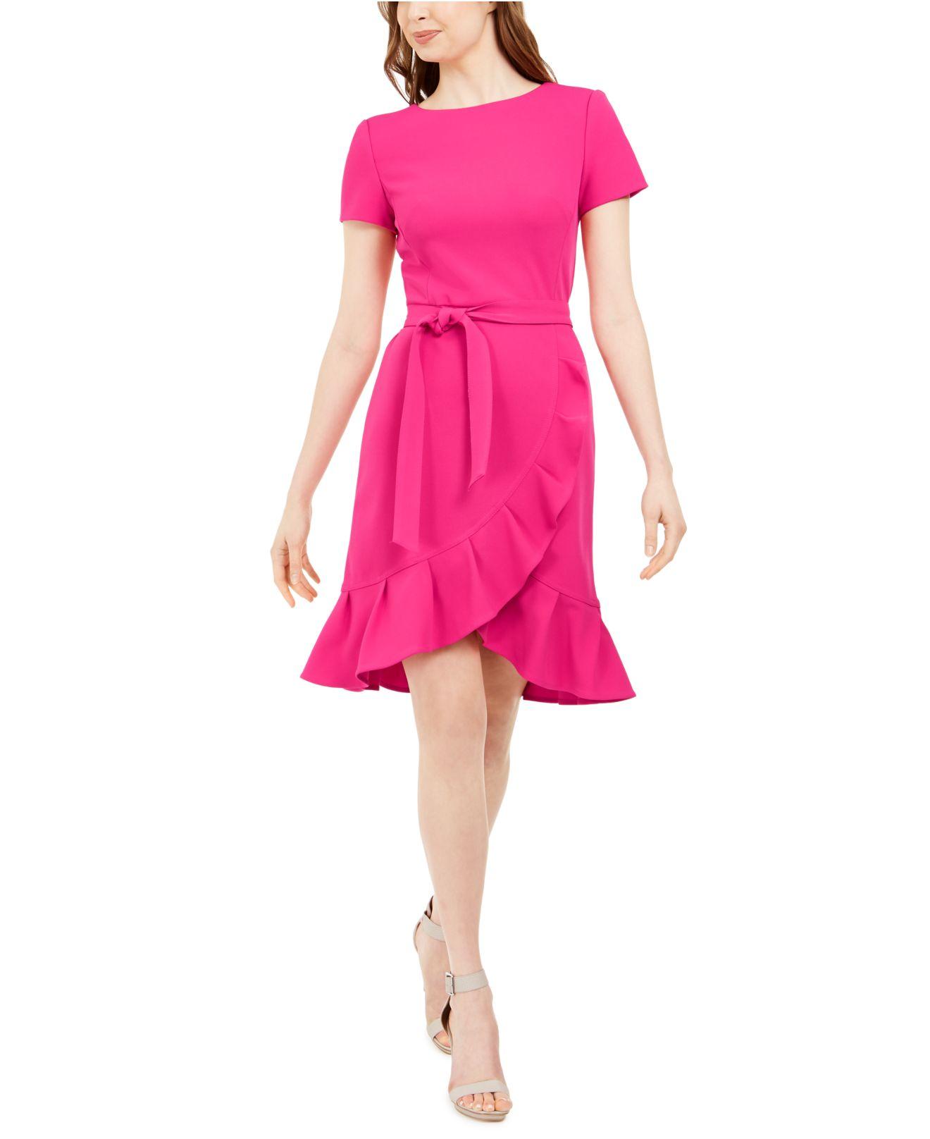 Introducir 51+ imagen calvin klein pink ruffle dress