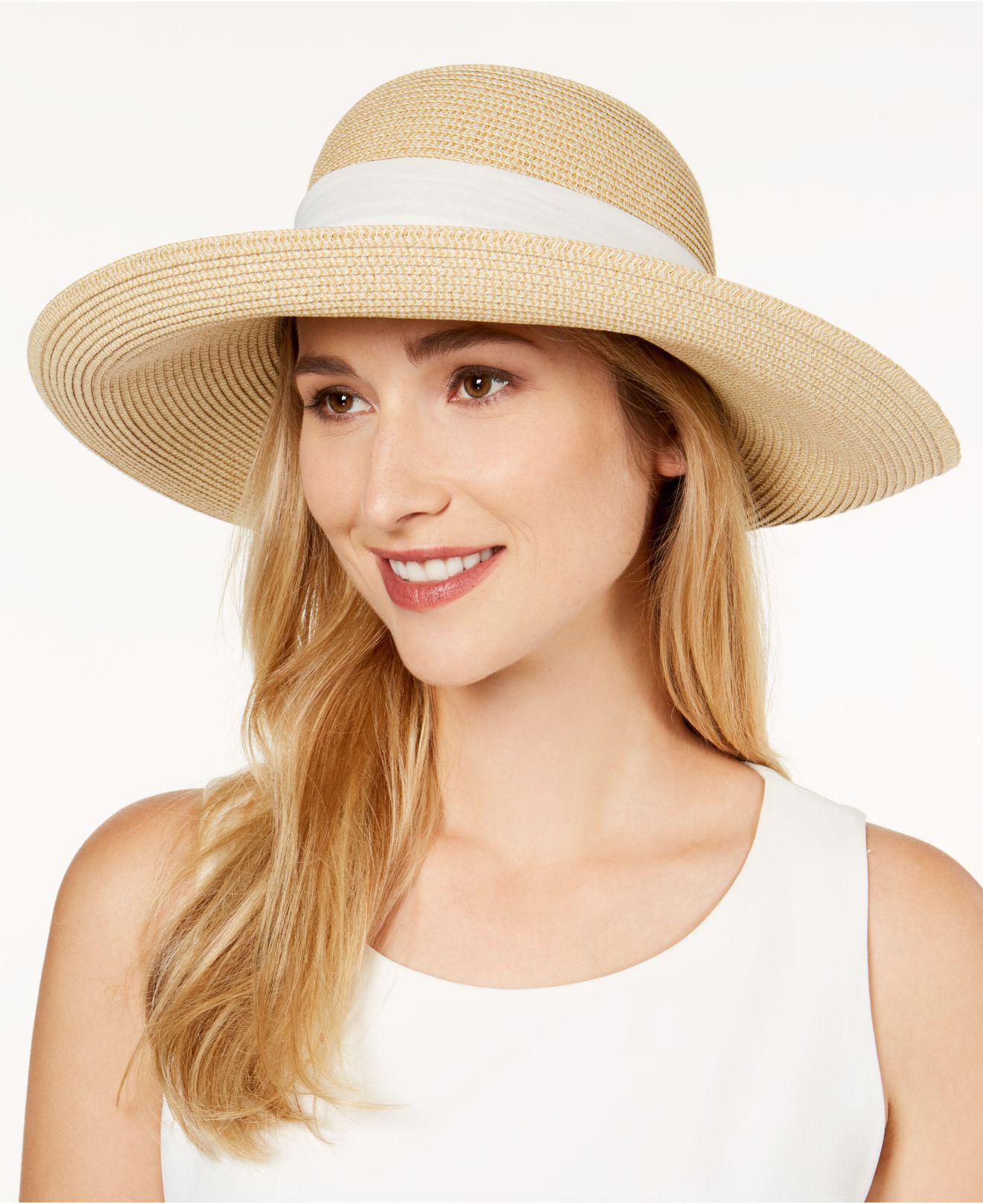 Nine West Chiffon Packable Bow Scarf Floppy Sun Hat in Ivory Tweed  (Natural) | Lyst