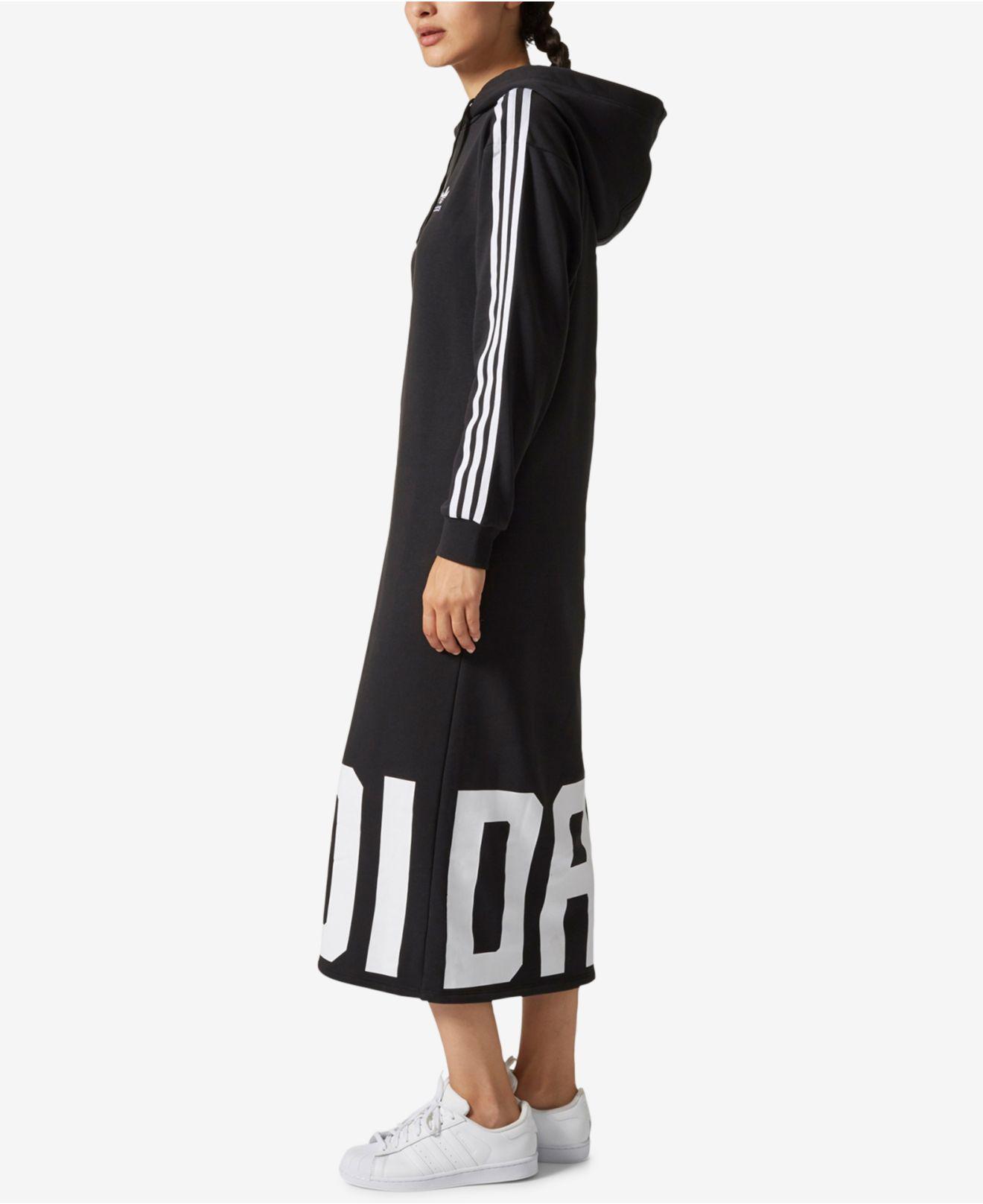 Centralizar obesidad local adidas Originals Midi Hoodie Dress in Black | Lyst
