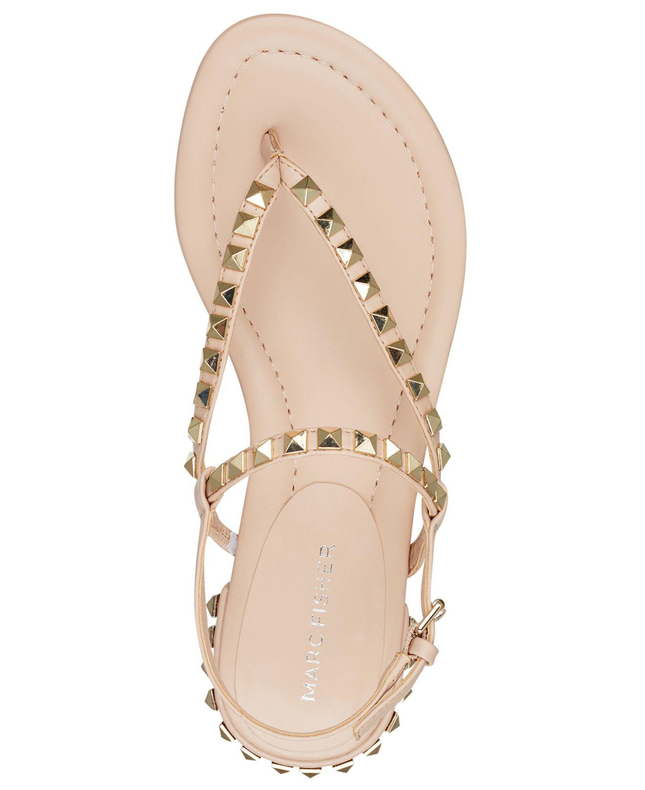 Marc Fisher Pamali Studded Flat Sandals in Natural Lyst