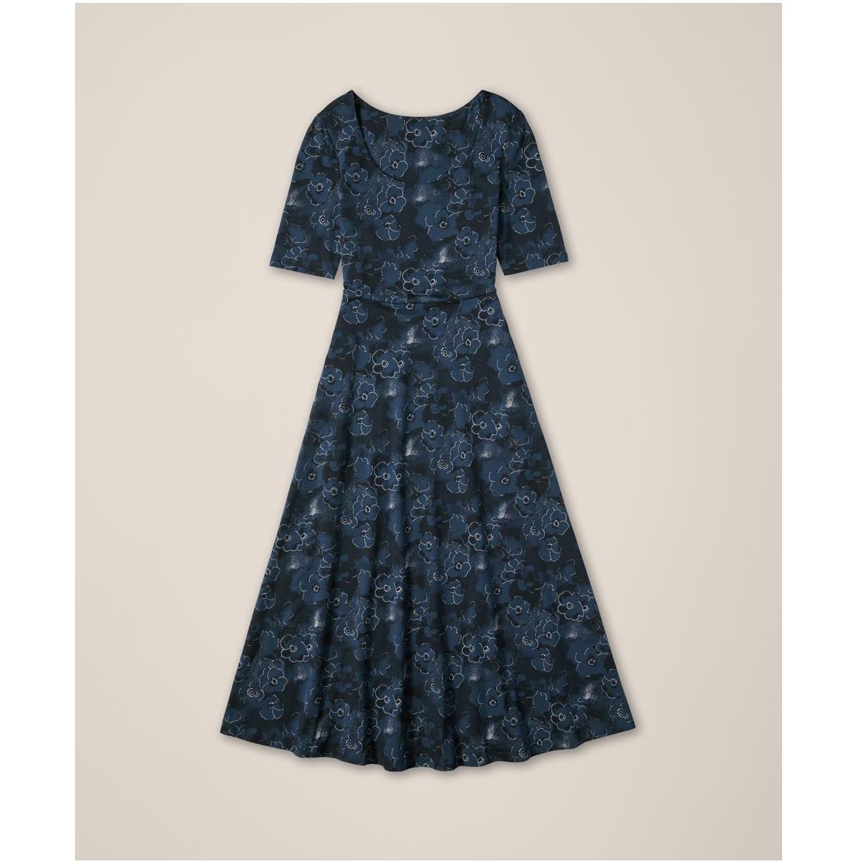 Pact Organic Cotton Fit & Flare Scoop Midi Dress in Blue | Lyst
