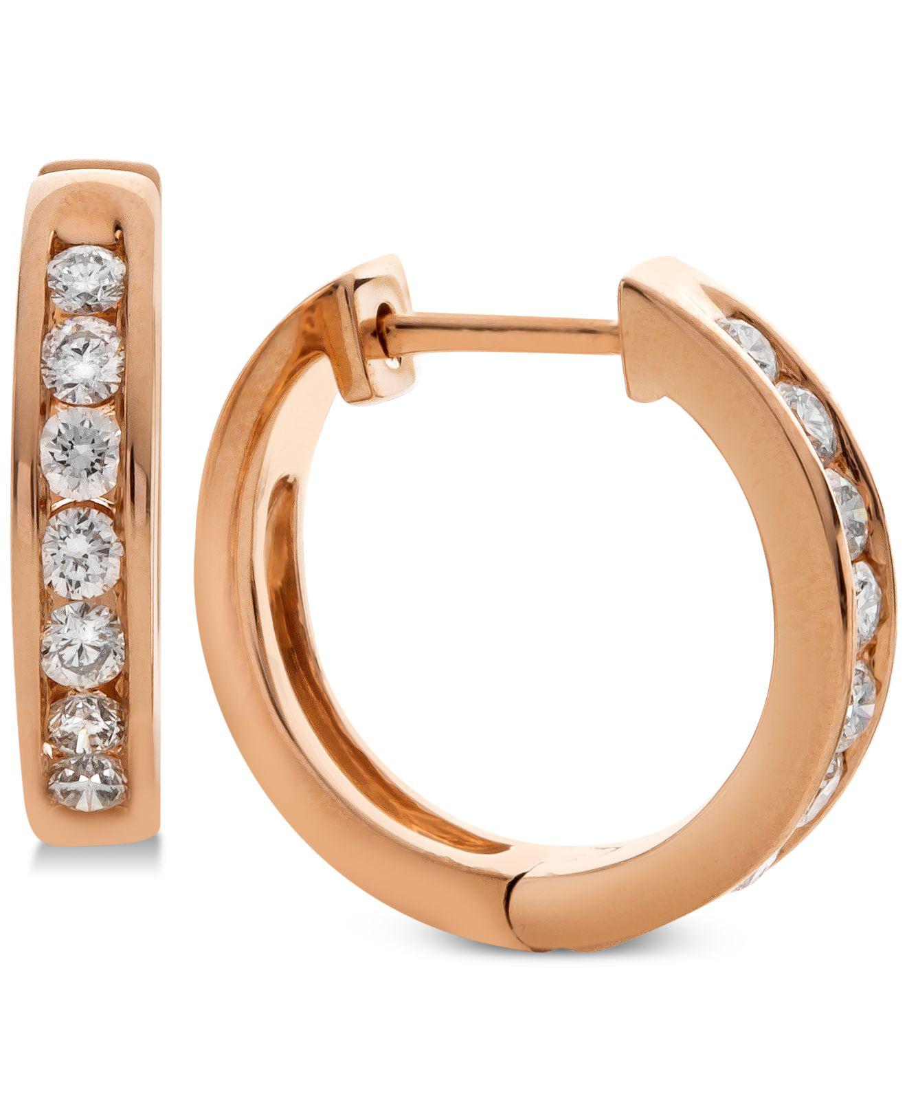 Macy's Diamond Huggie Hoop Earrings (1/2 Ct. T.w.) In 14k Rose Gold in