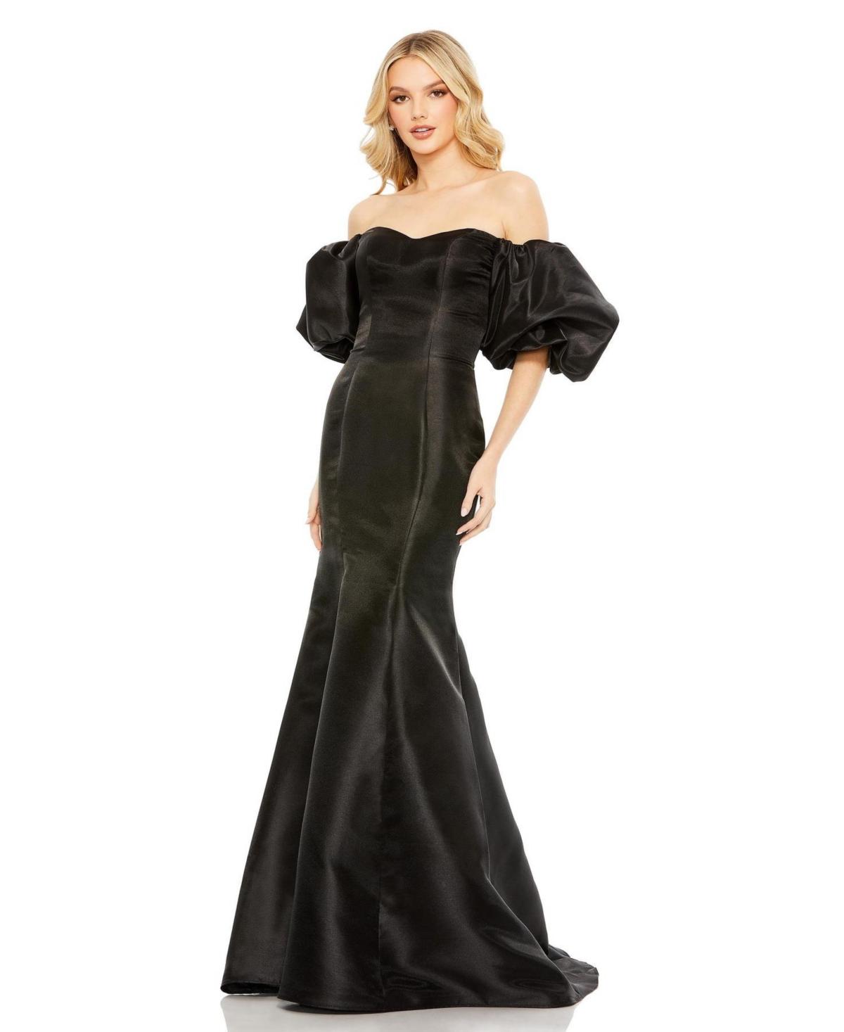 Mac Duggal Sweetheart Off The Shoulder Puff Sleeve Gown in Black | Lyst