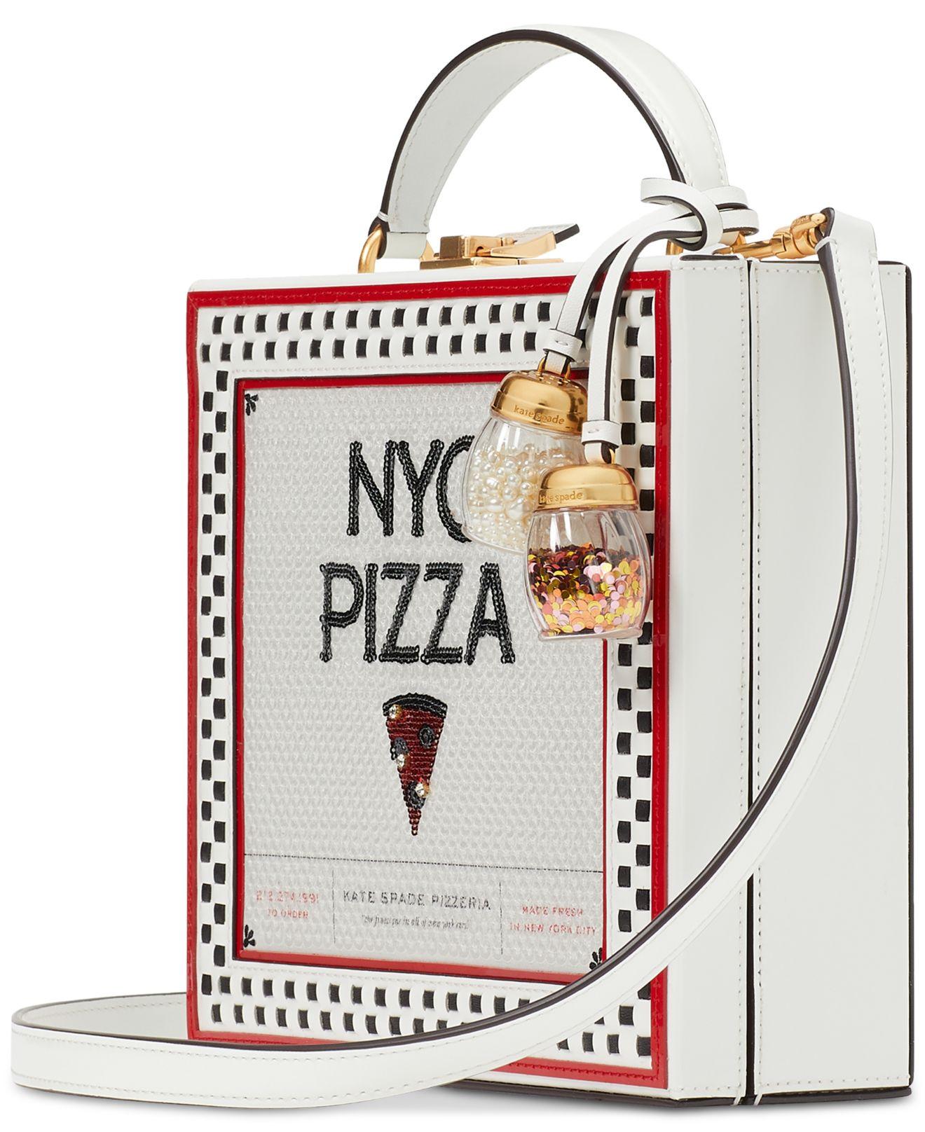 Kate Spade Slice Printed Spazzolato Leather Mini Pizza Box Bag