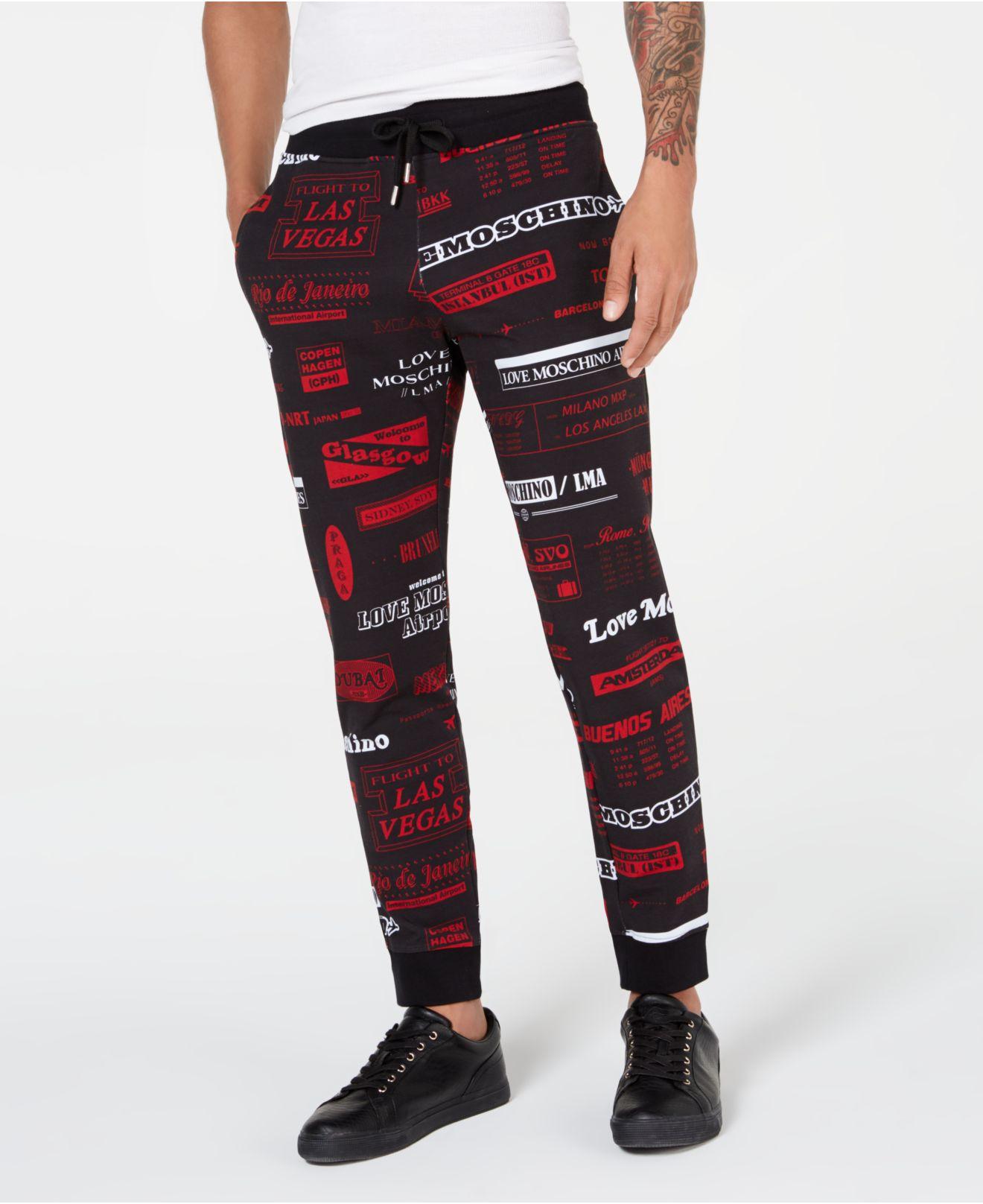 Love Moschino Cotton All-over Print Joggers in Black for Men - Lyst