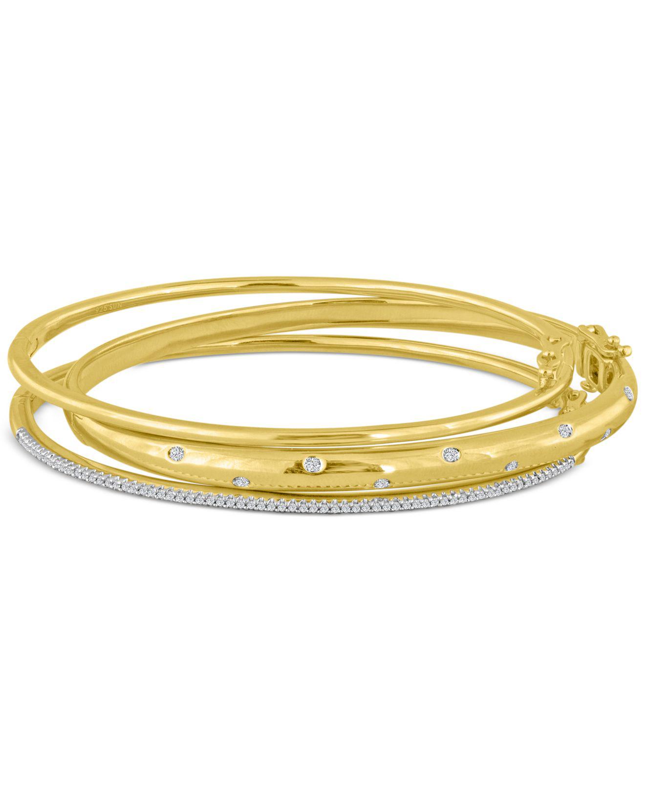 Lyst Macy S Diamond 1 4 Ct T W Stackable Trio Bangle Bracelet View Fullscreen