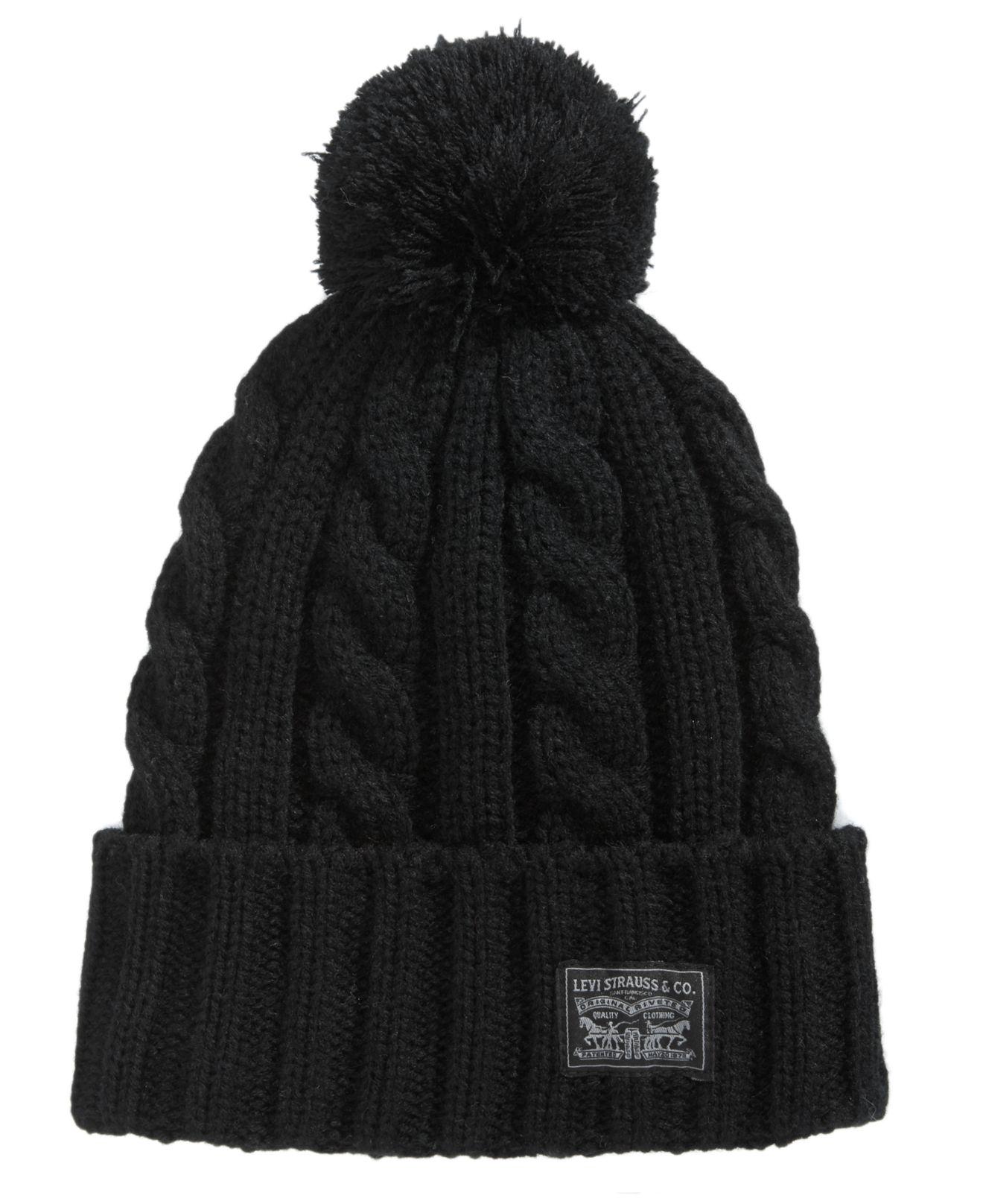 Levi's Synthetic Men's Pom Pom Cable-knit Beanie in Black for Men - Lyst