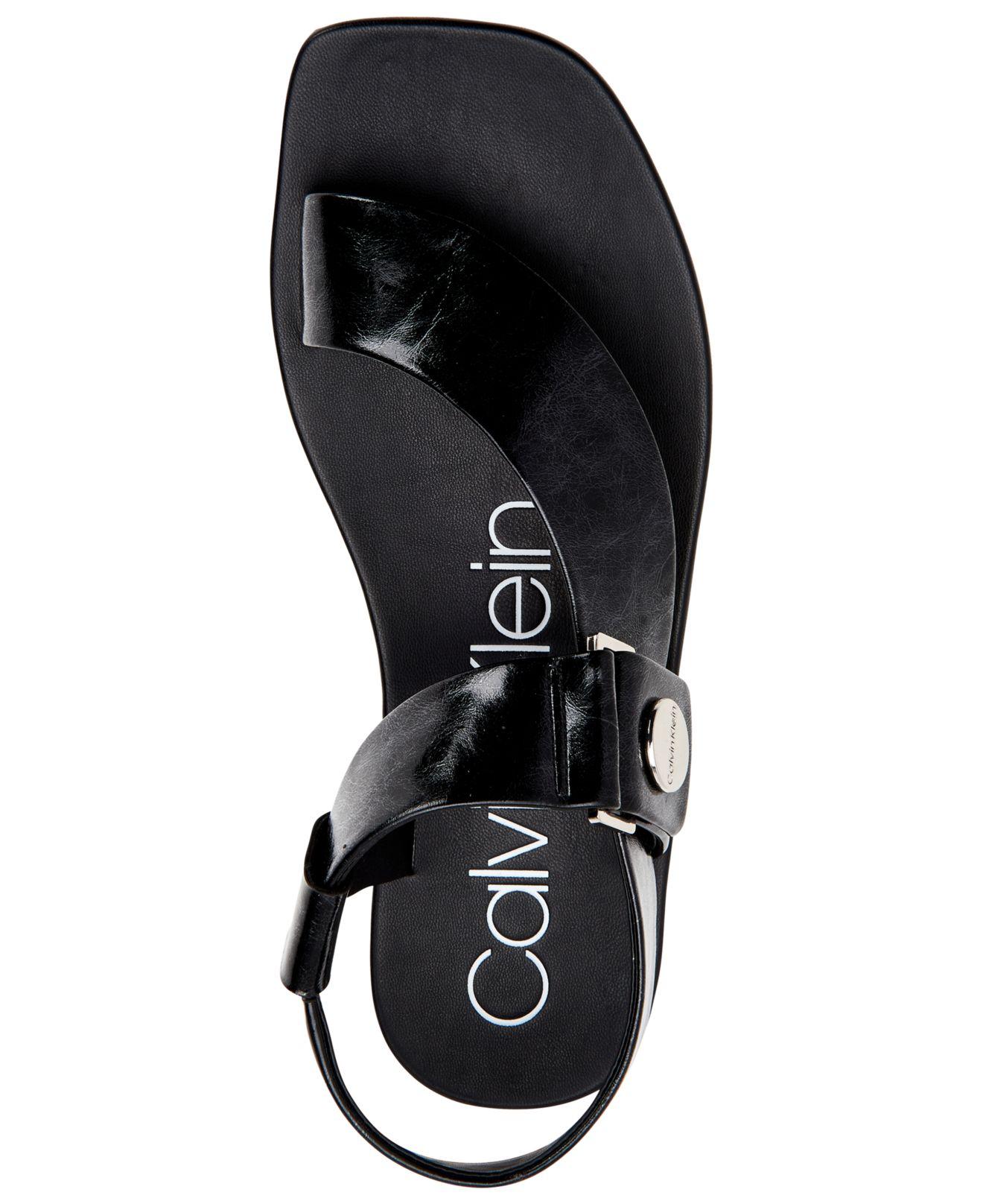 calvin klein rikki leather cross strap sandals