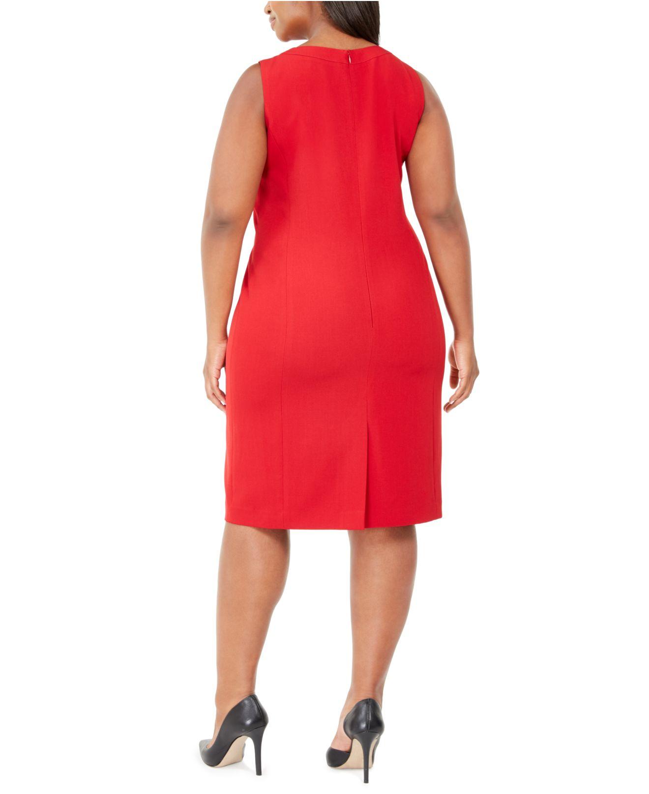 Kasper Synthetic Plus Size Sleeveless Sheath Dress in Red - Lyst