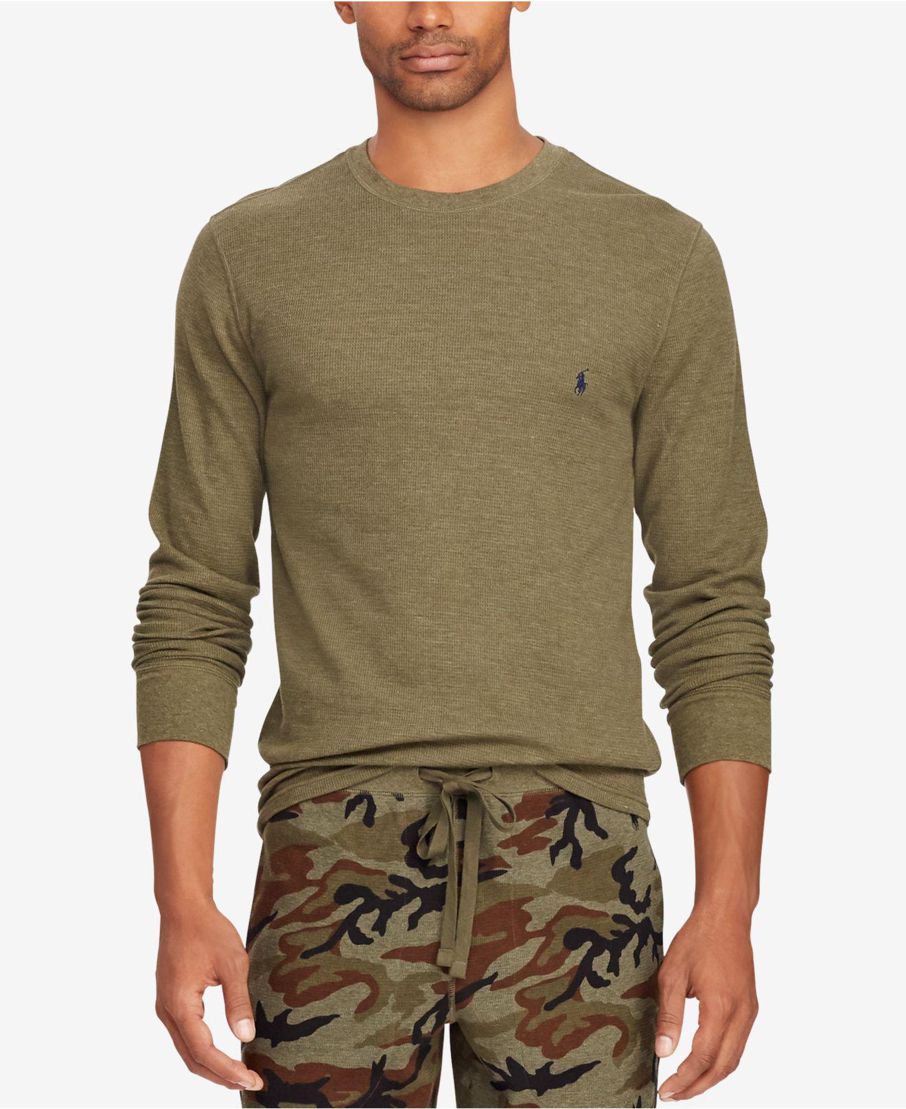 Polo Ralph Lauren Cotton Waffle-knit Thermal in British Olive Heather  (Green) for Men | Lyst