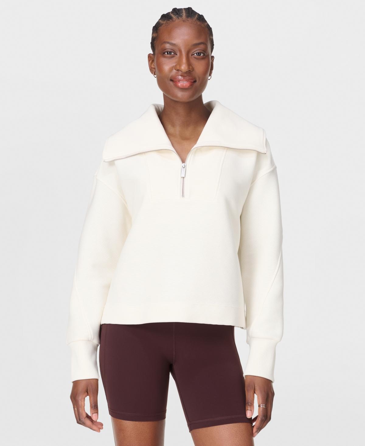Sweaty Betty Peaceful Rib Half Zip Cropped Oversized Sweatshirt in