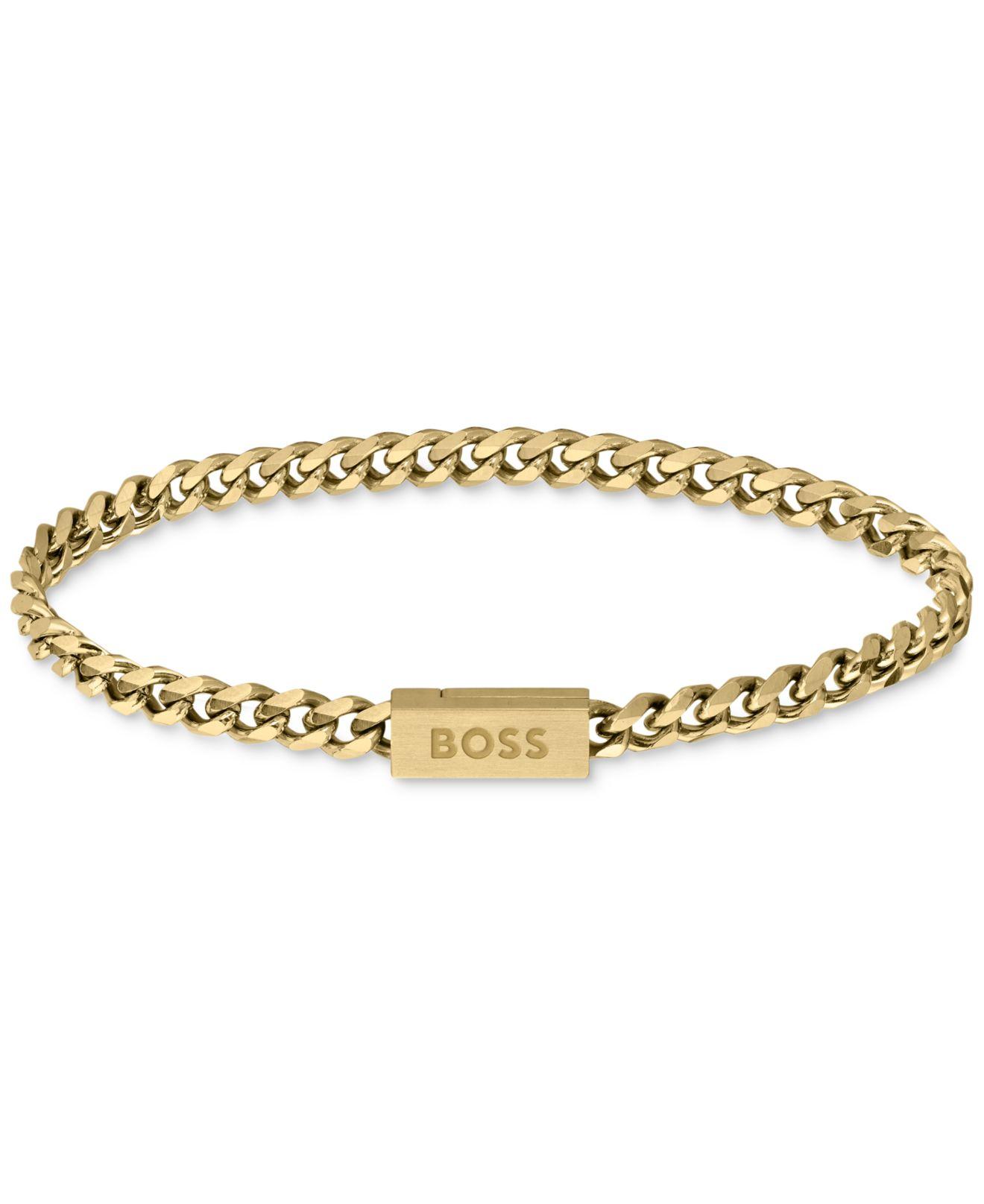 Hugo Boss Mens Essential Gold Tone And Steel Bracelet 1580195  Jewellery  from Eternity The Jewellery Store UK