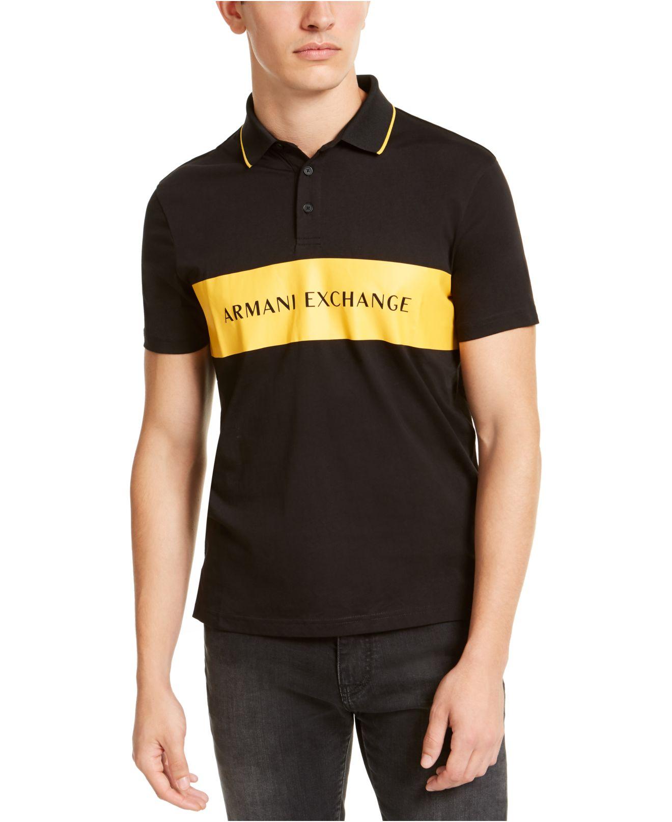Armani Exchange Logo Polo Shirt in Black for Men | Lyst