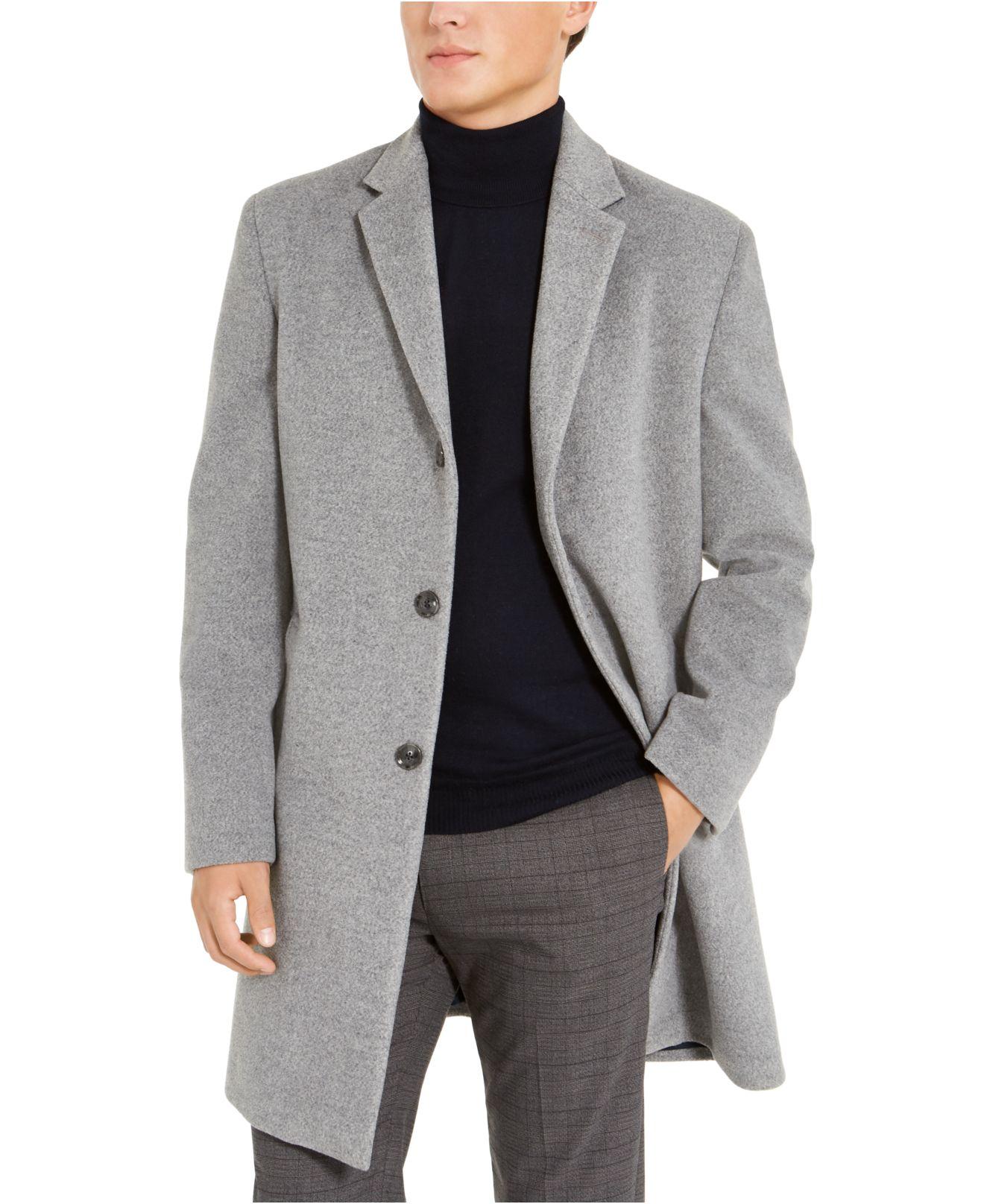 Tommy Hilfiger Addison Wool-blend Trim Fit Overcoat in Light Grey (Gray ...