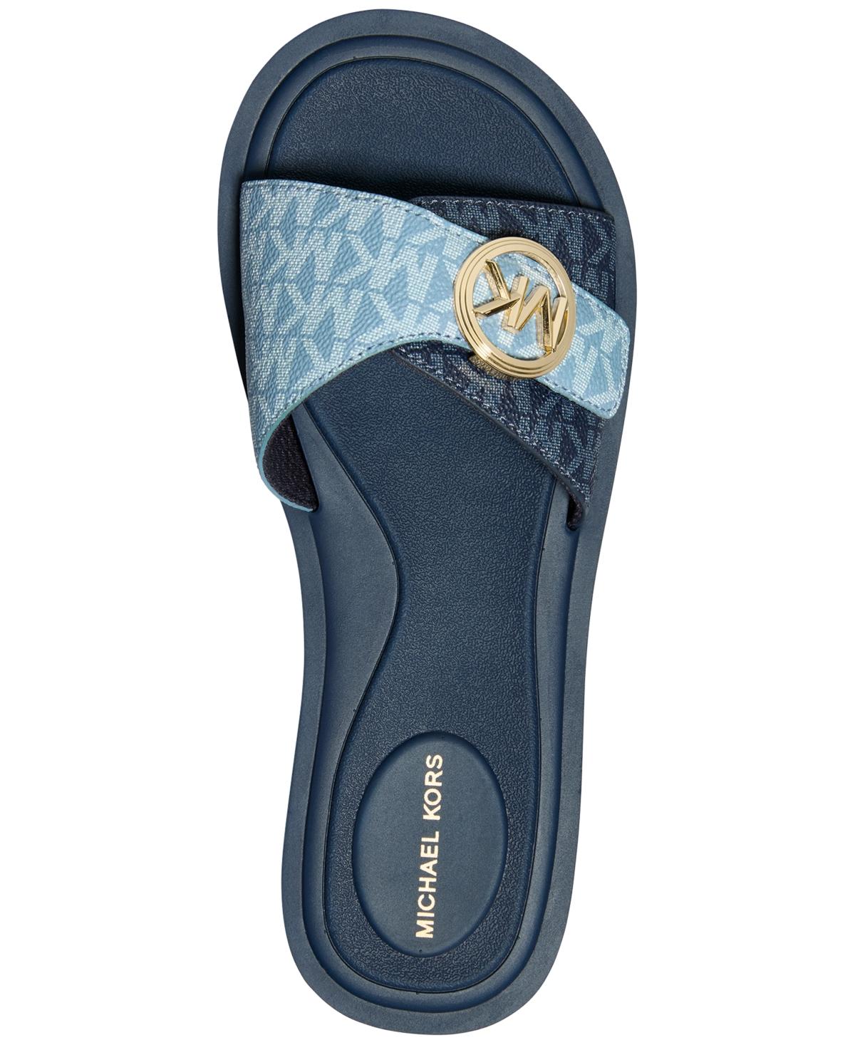 MICHAEL KORS サンダル ネイビー US11 Michael Kors Open Toe Mk Pool Slides Sandals in Blue | Lyst