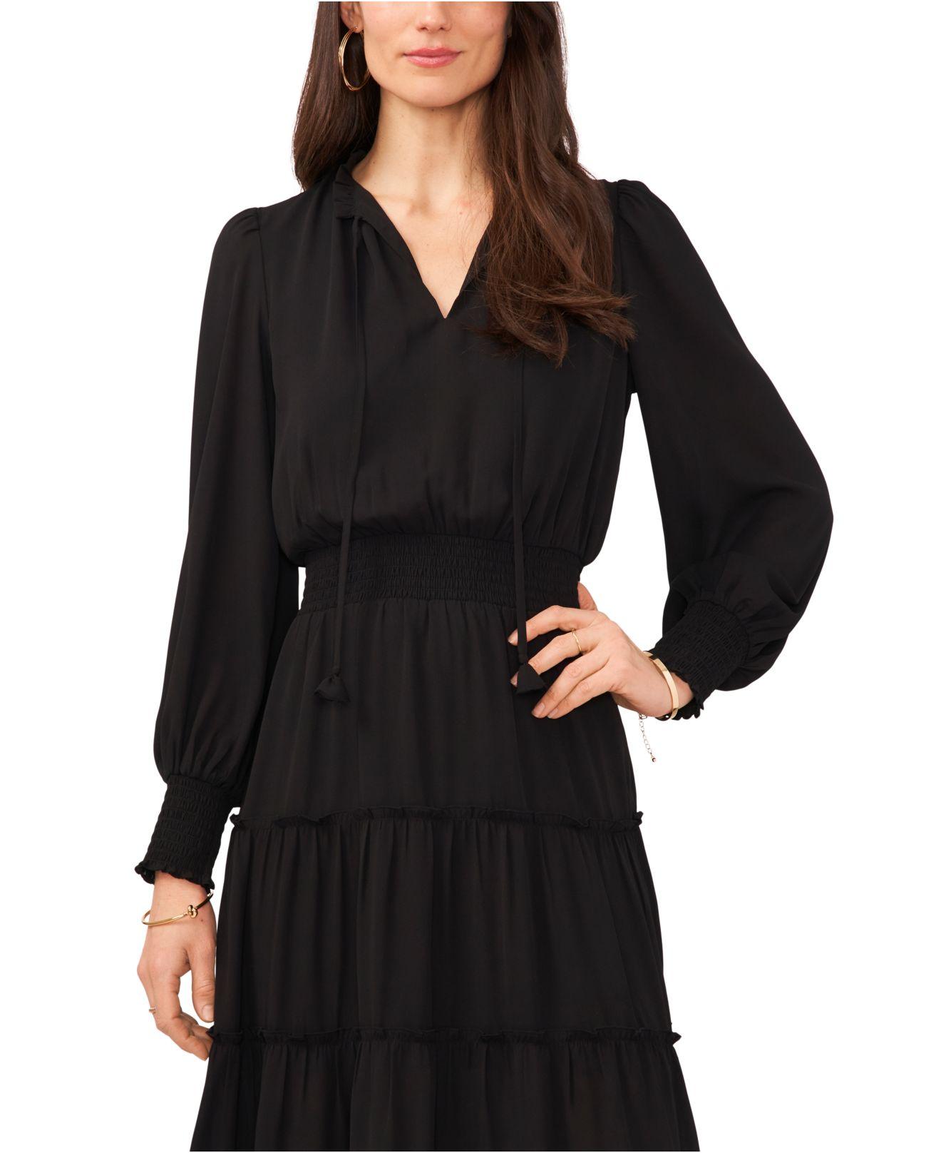 Vince Camuto Long Sleeve Tiered Maxi Dress in Black Lyst