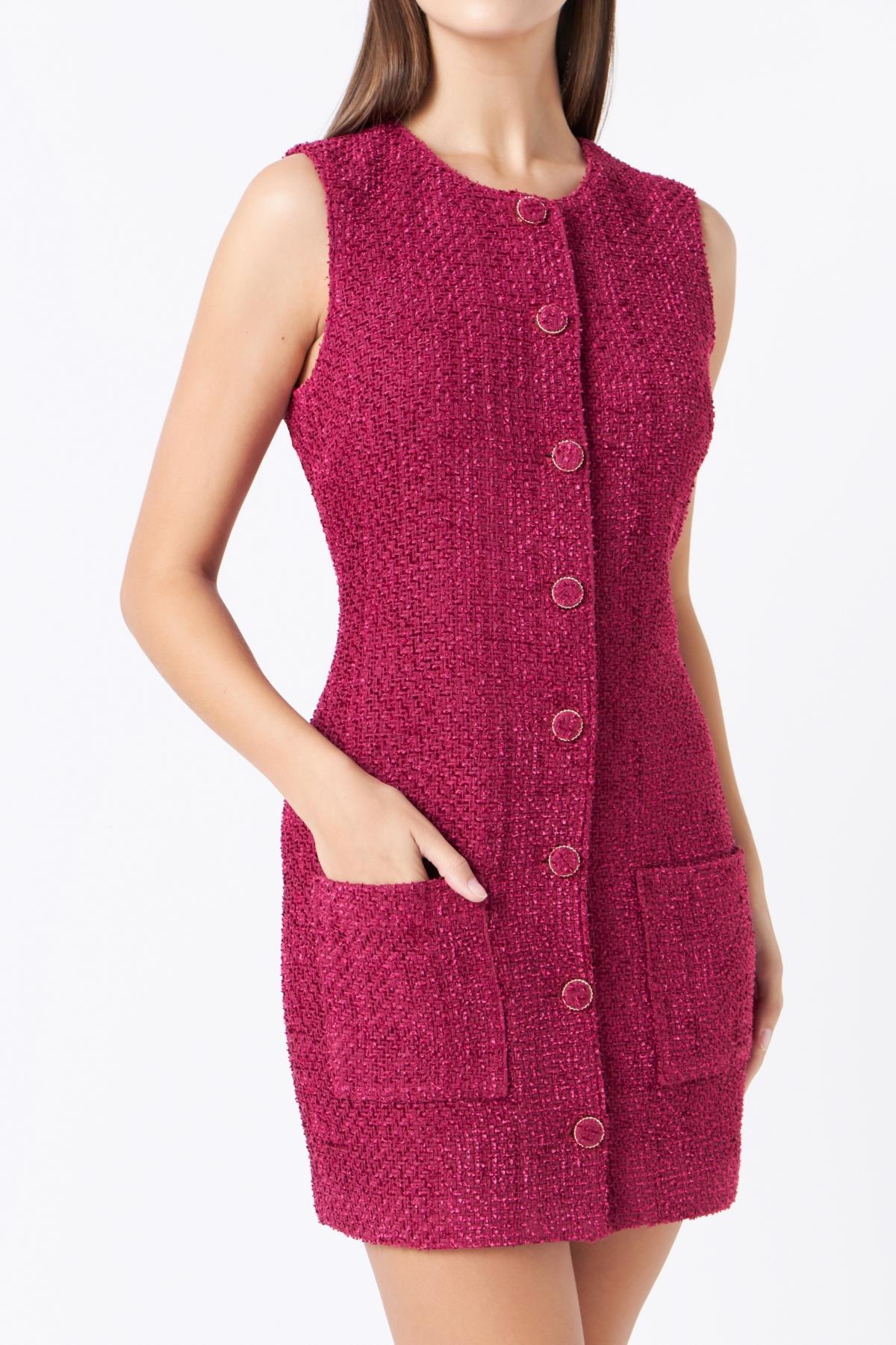 Sleeveless Tweed Mini Dress – Endless Rose