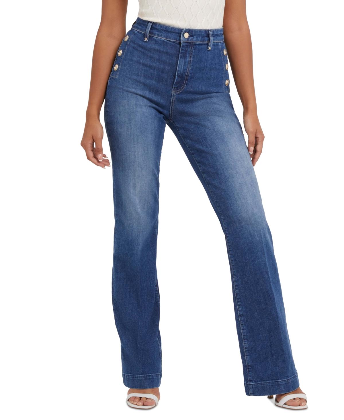Guess New Faye Button-side Trouser Jeans in Blue | Lyst