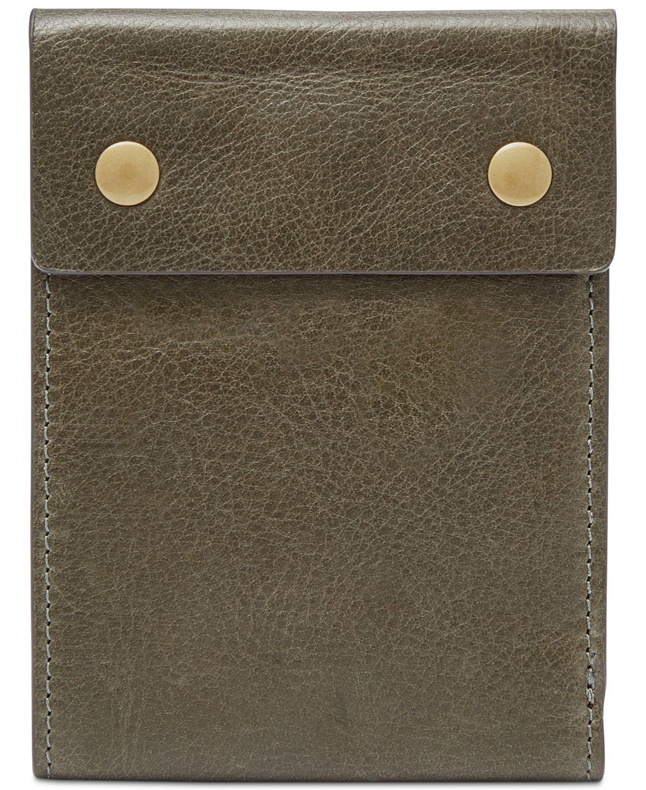 Fossil Men's Allen Leather Front Pocket Money Clip Bifold - Green - Small/Medium
