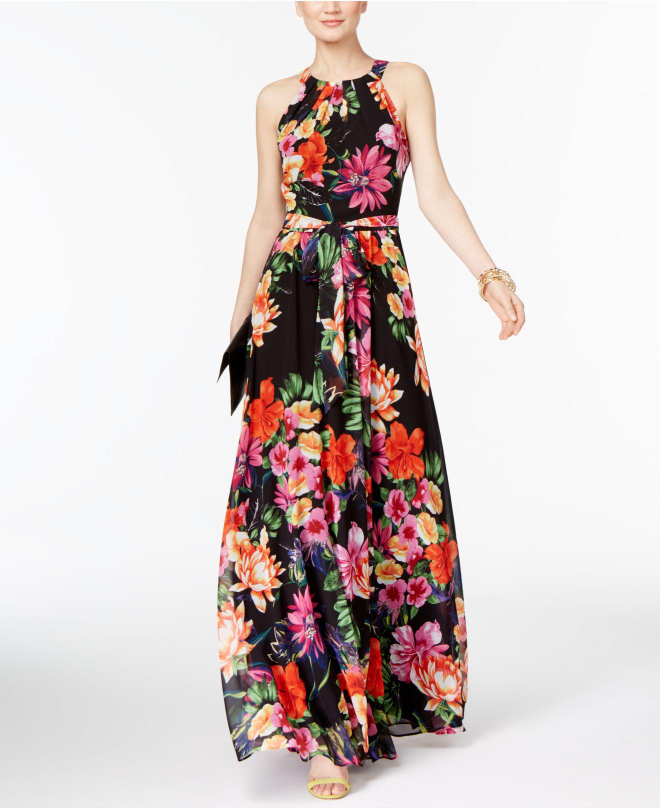black floral print maxi dress