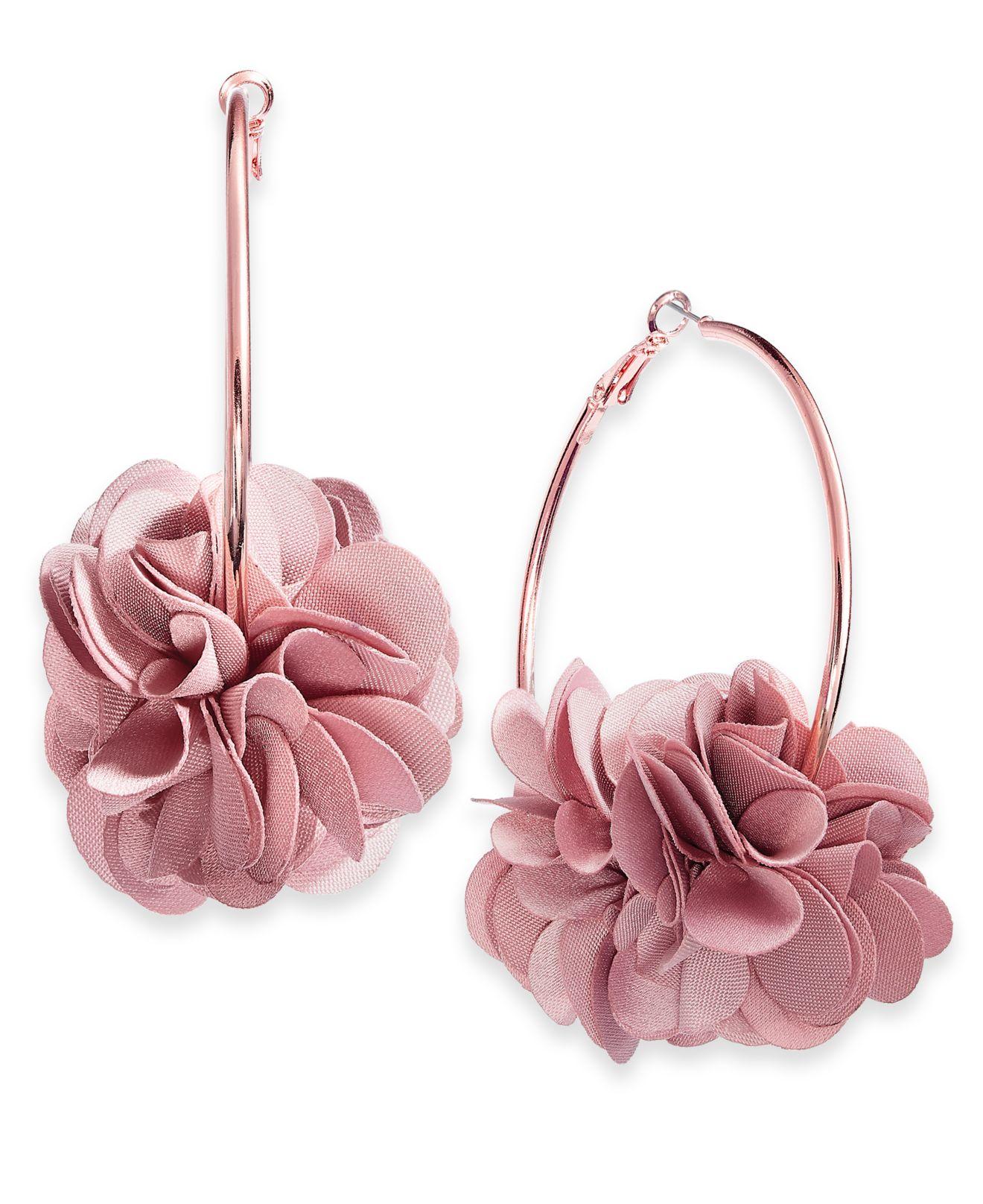 INC International Concepts Inc Fabric Flower Hoop Earrings, Created For ...