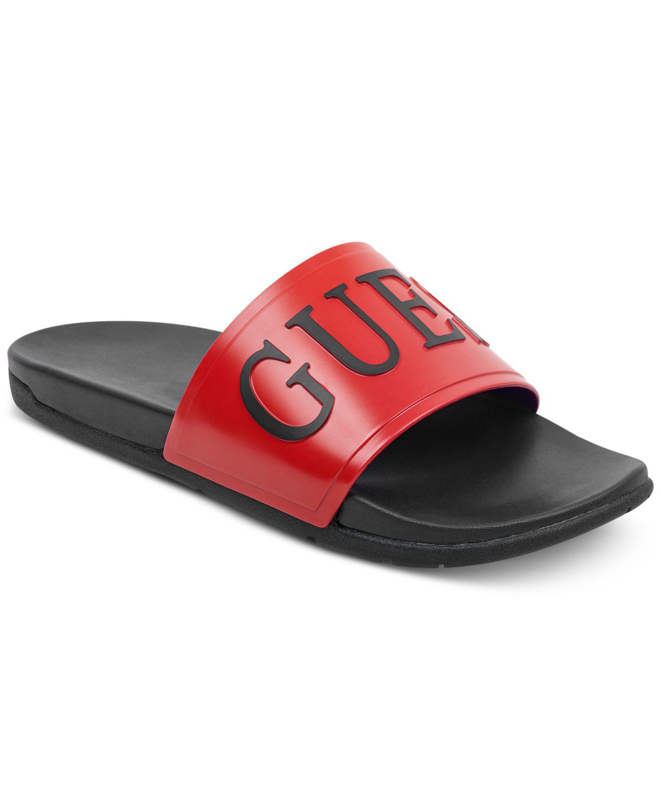 Guess Delfino Soccer Slides in Red 