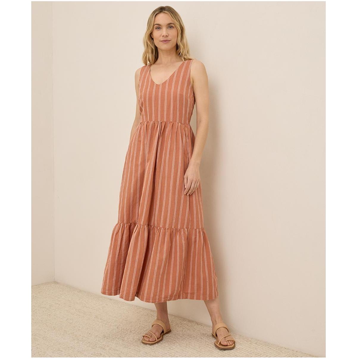 pact canopy linen blend tank dress Pact Organic Cotton Canopy Linen Blend Easy Tank Dress in Brown