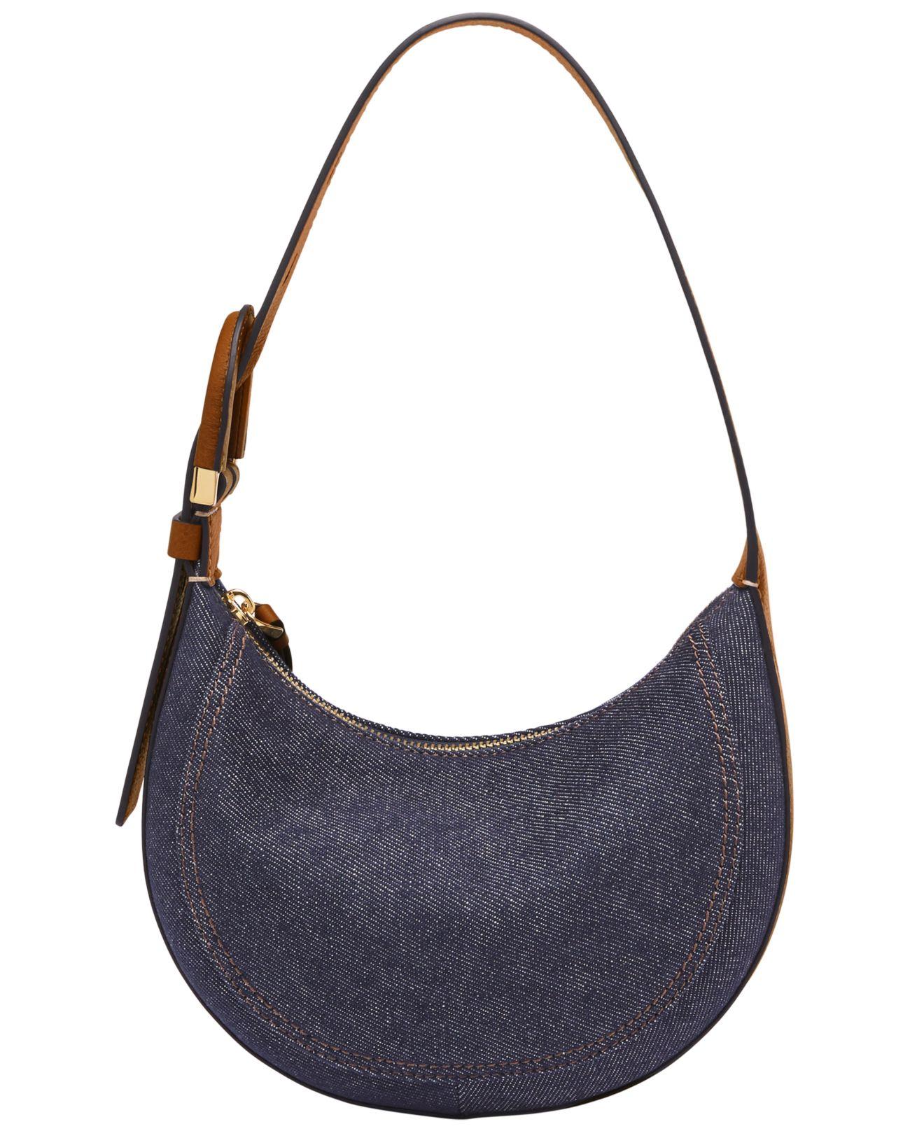 Fossil Harwell Denim Crescent Bag in Blue Lyst