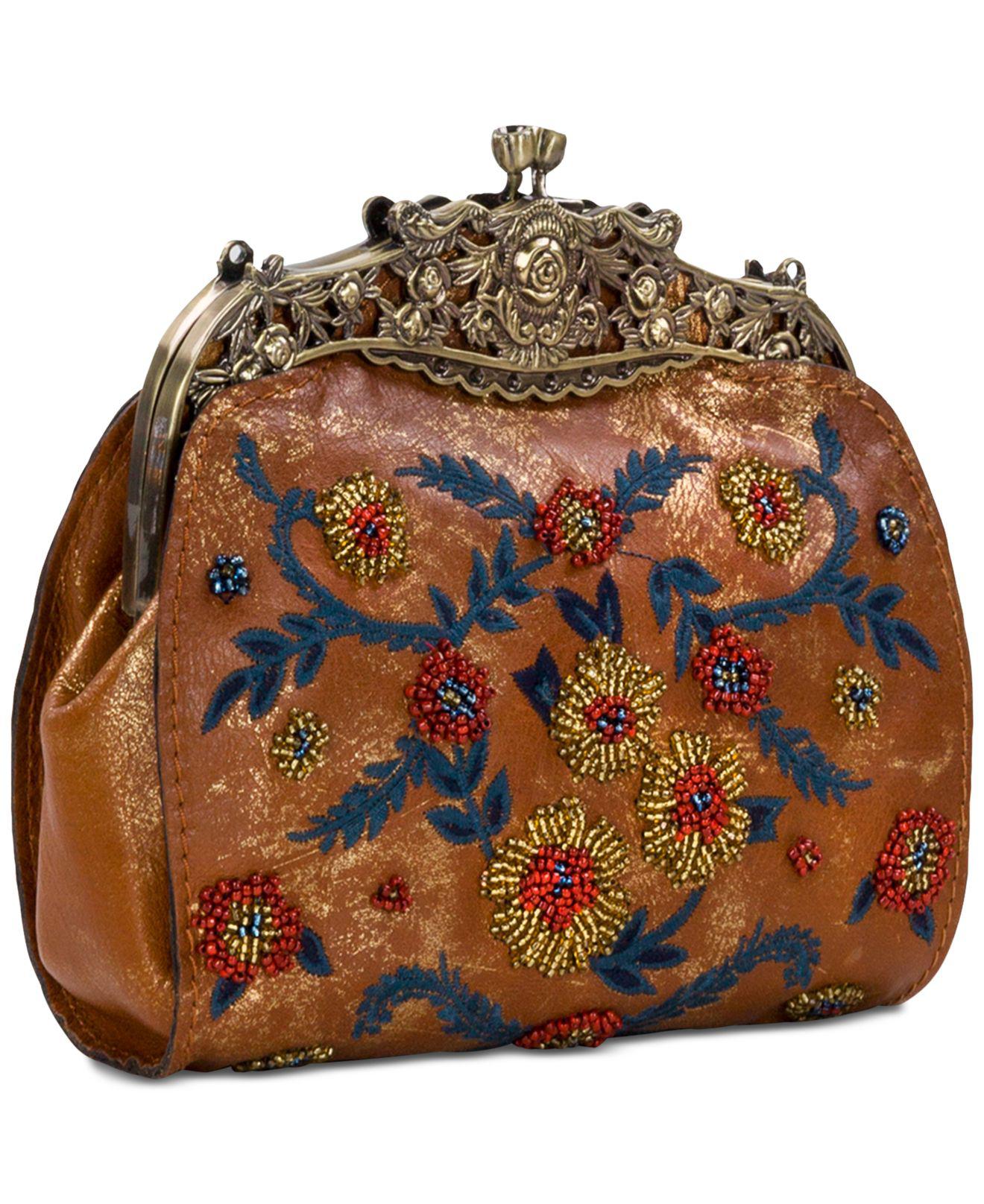 Patricia Nash Leather Provencal Escape Beaded Carmonita Small Frame Bag