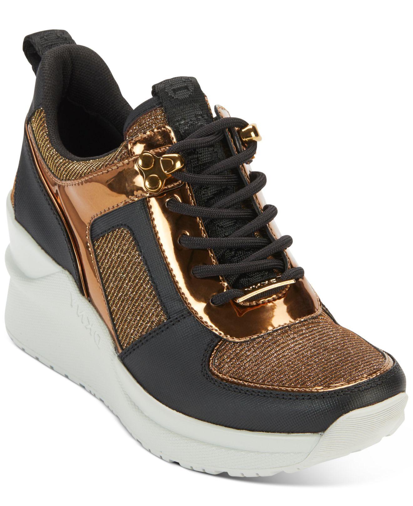 black and gold wedge sneakers