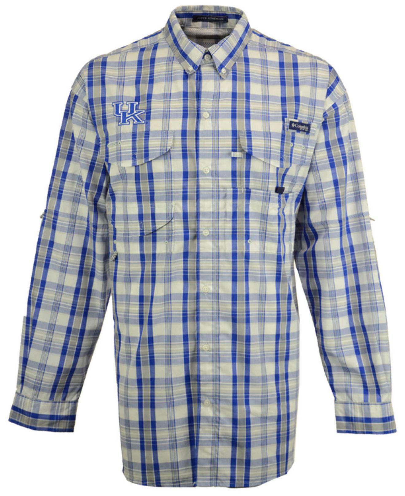 royal blue columbia fishing shirt