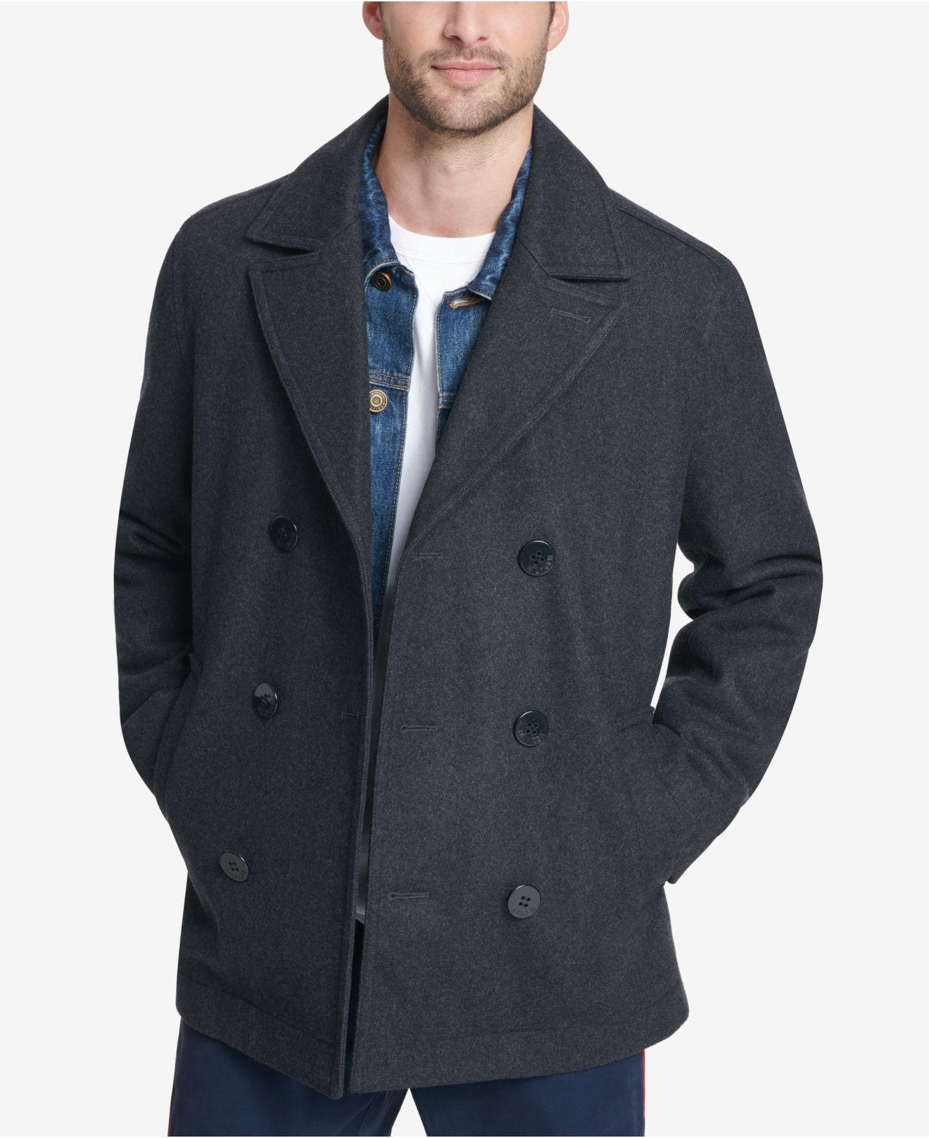 Tommy Hilfiger Synthetic Wool Blend Peacoat With Scarf for Men - Lyst