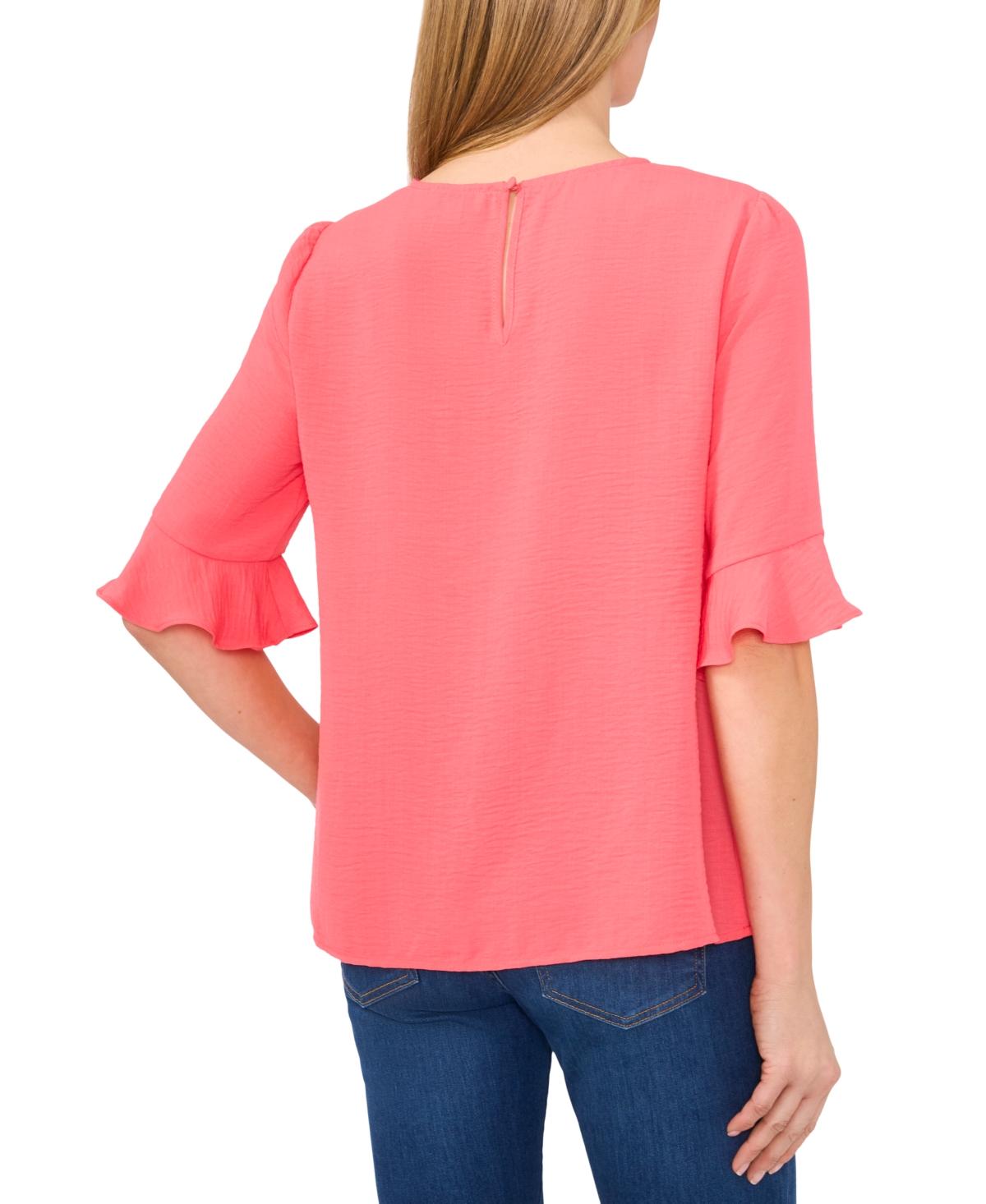 cece ruffle collar short sleeve blouse