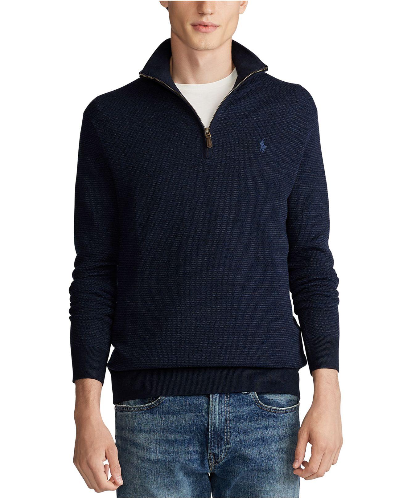 Beraadslagen Zo veel koken Polo Ralph Lauren Merino Wool Quarter-zip Sweater in Blue for Men | Lyst