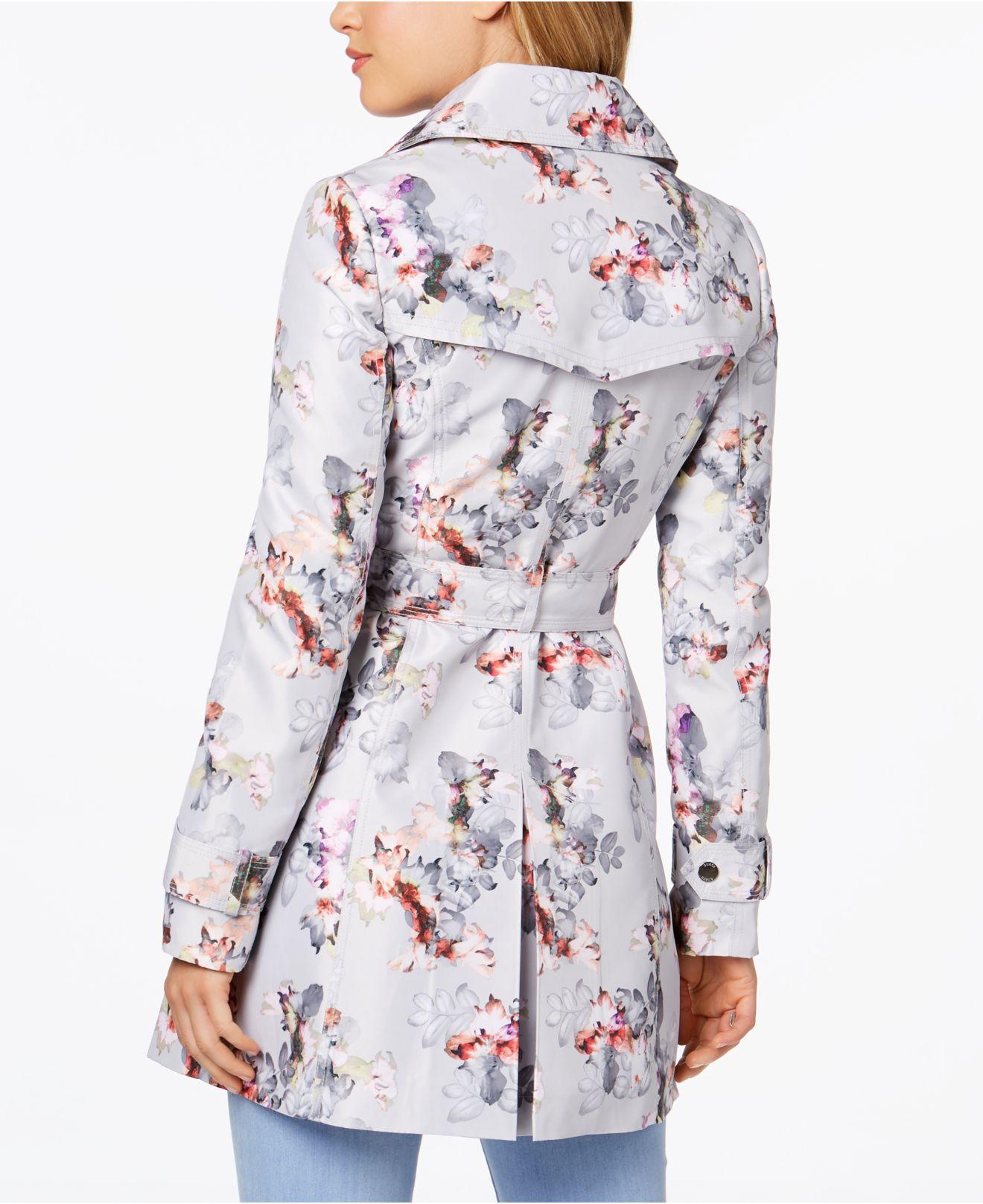 Guess Synthetic Floral Double-breasted Water-resistant Trench Coat - Lyst