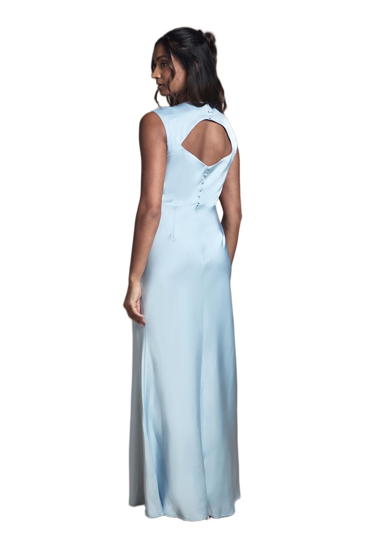 Oasis Satin Maxi Bridesmaid Dress in Blue