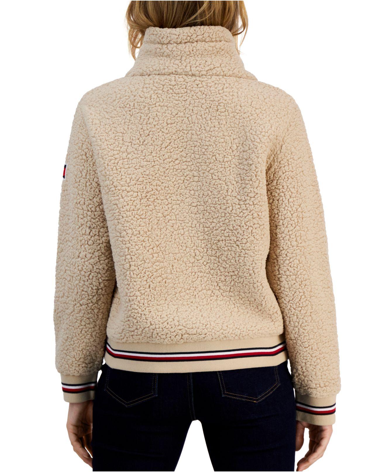 Tommy Hilfiger Sherpa Bomber Jacket in Natural | Lyst