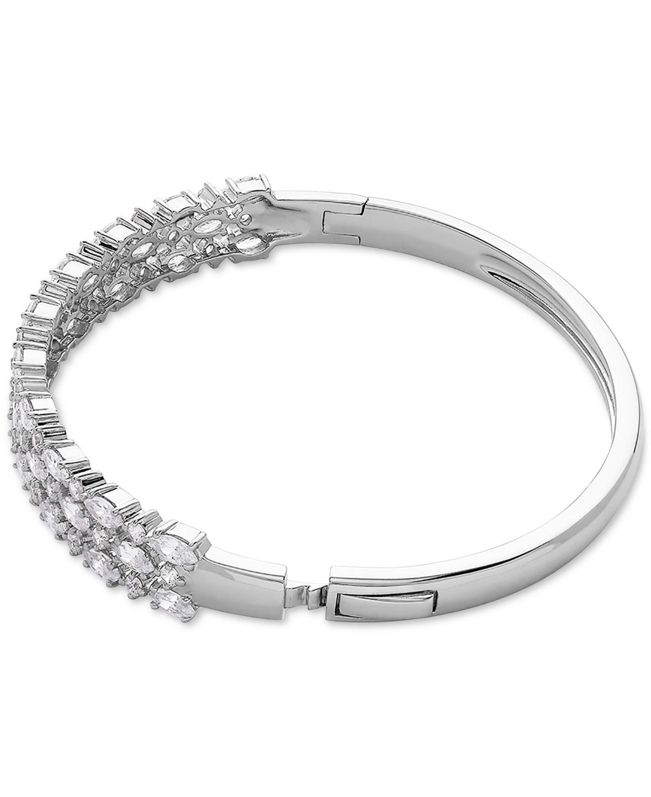 Arabella Cubic Zirconia Bangle Bracelet In Sterling Silver in Metallic ...