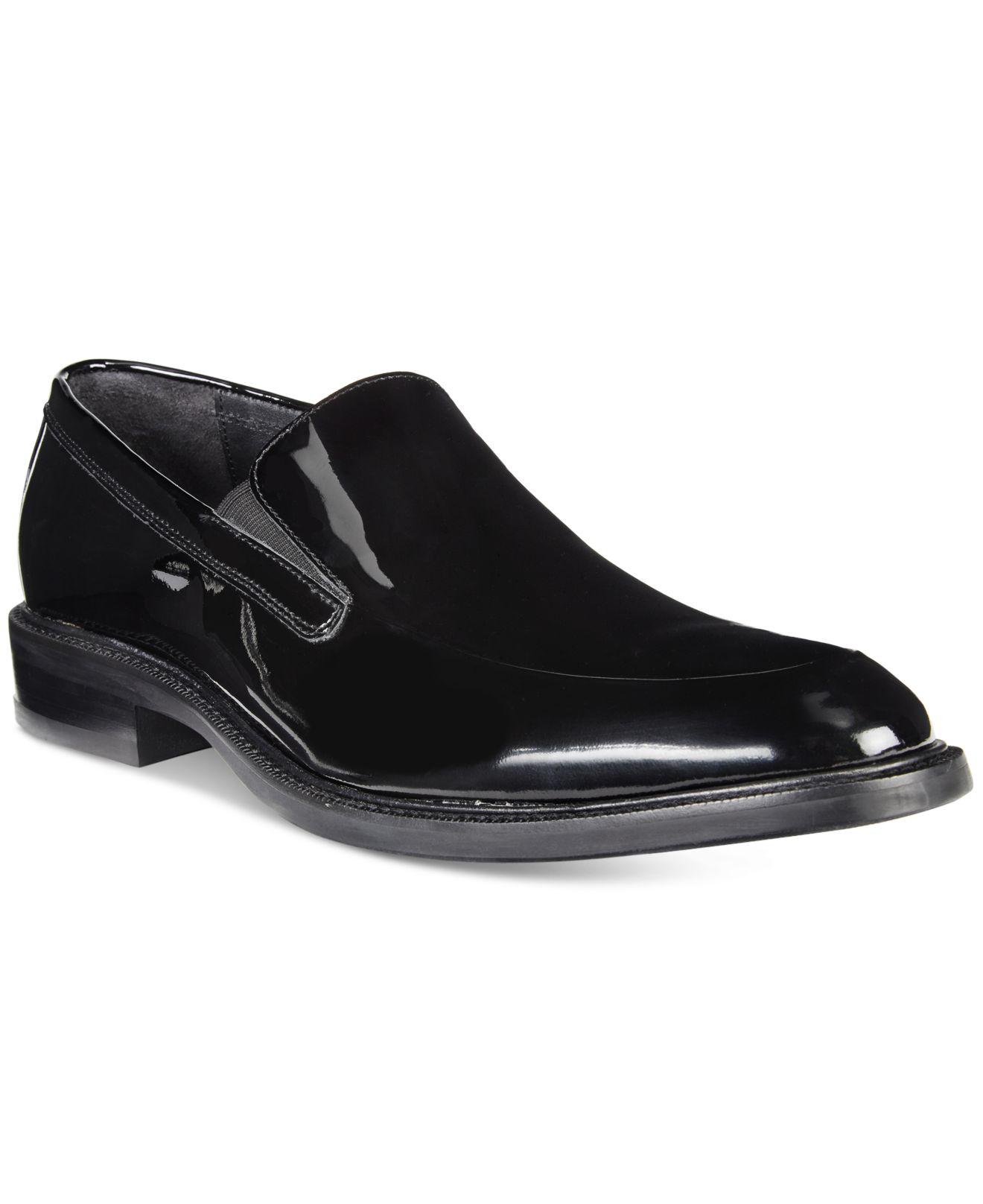 mens black patent loafers
