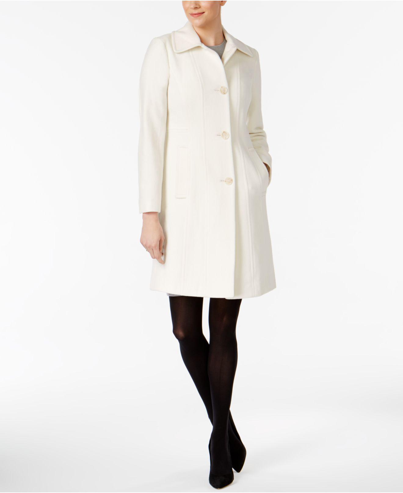anne klein club collar wool blend coat
